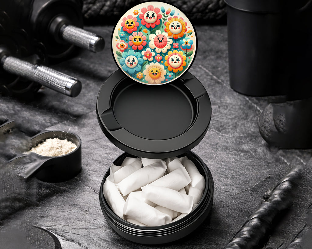 Snus Storage Case Happy Flower Power Black