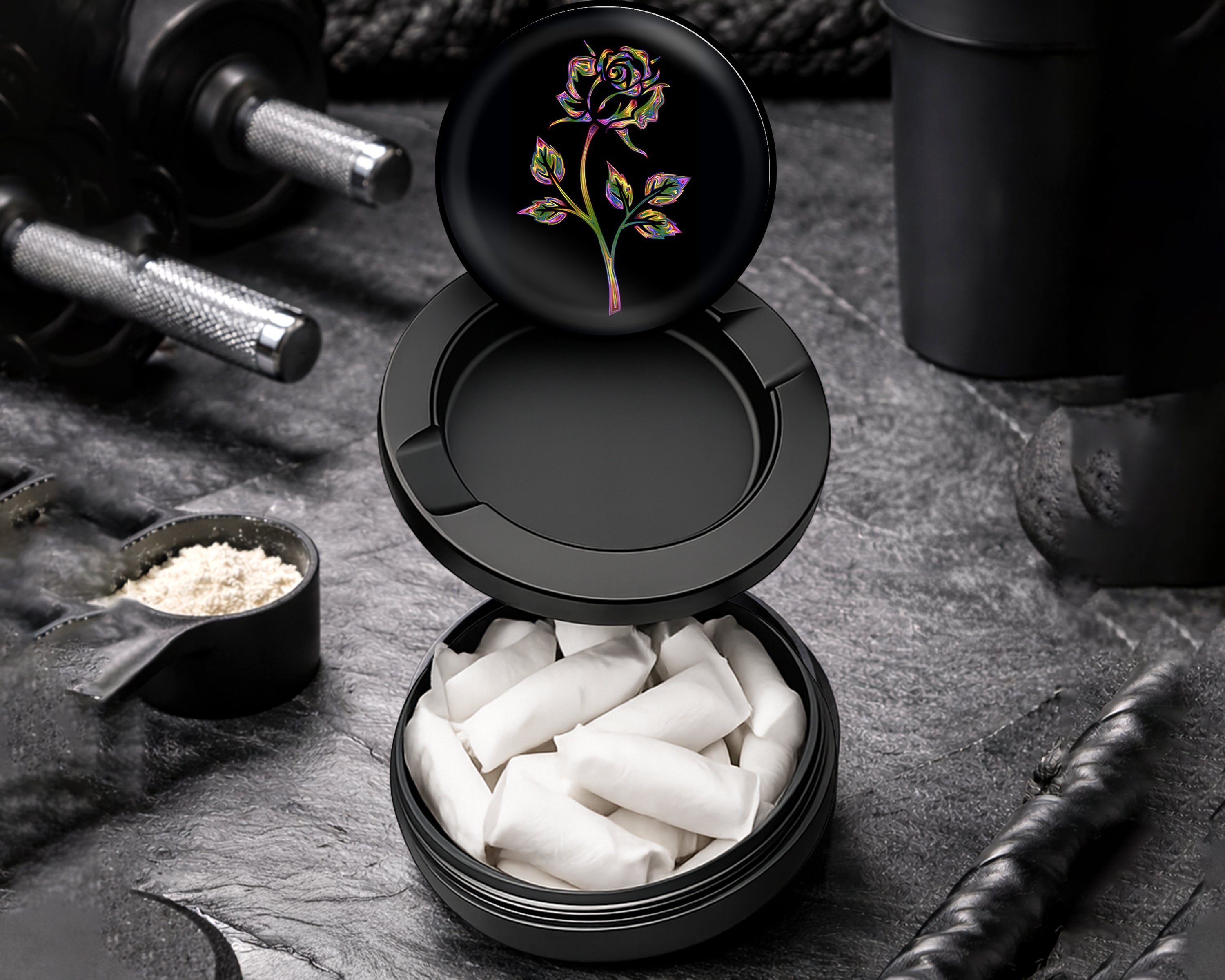 Snus Storage Case Rose Gift For Her Black