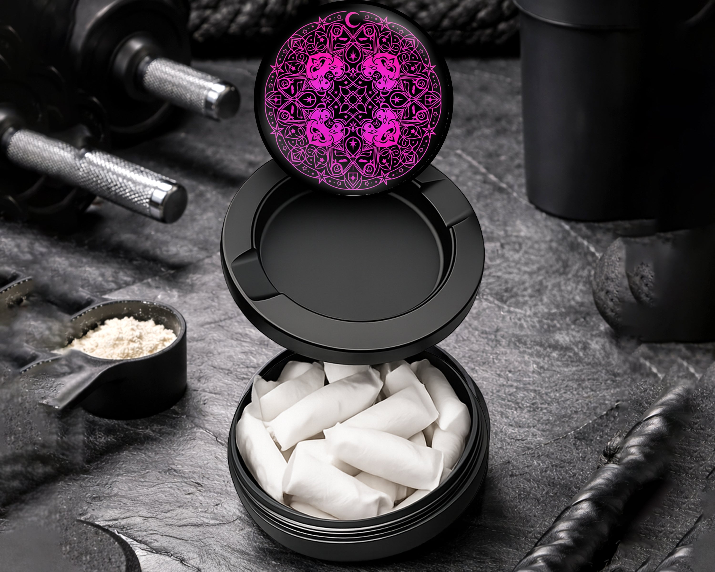 Snus Storage Case Witchy Cosmic Sigil Mandala Black
