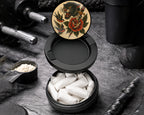 Snus Storage Case Classic Skull and Roses Flash Tattoo Design Black