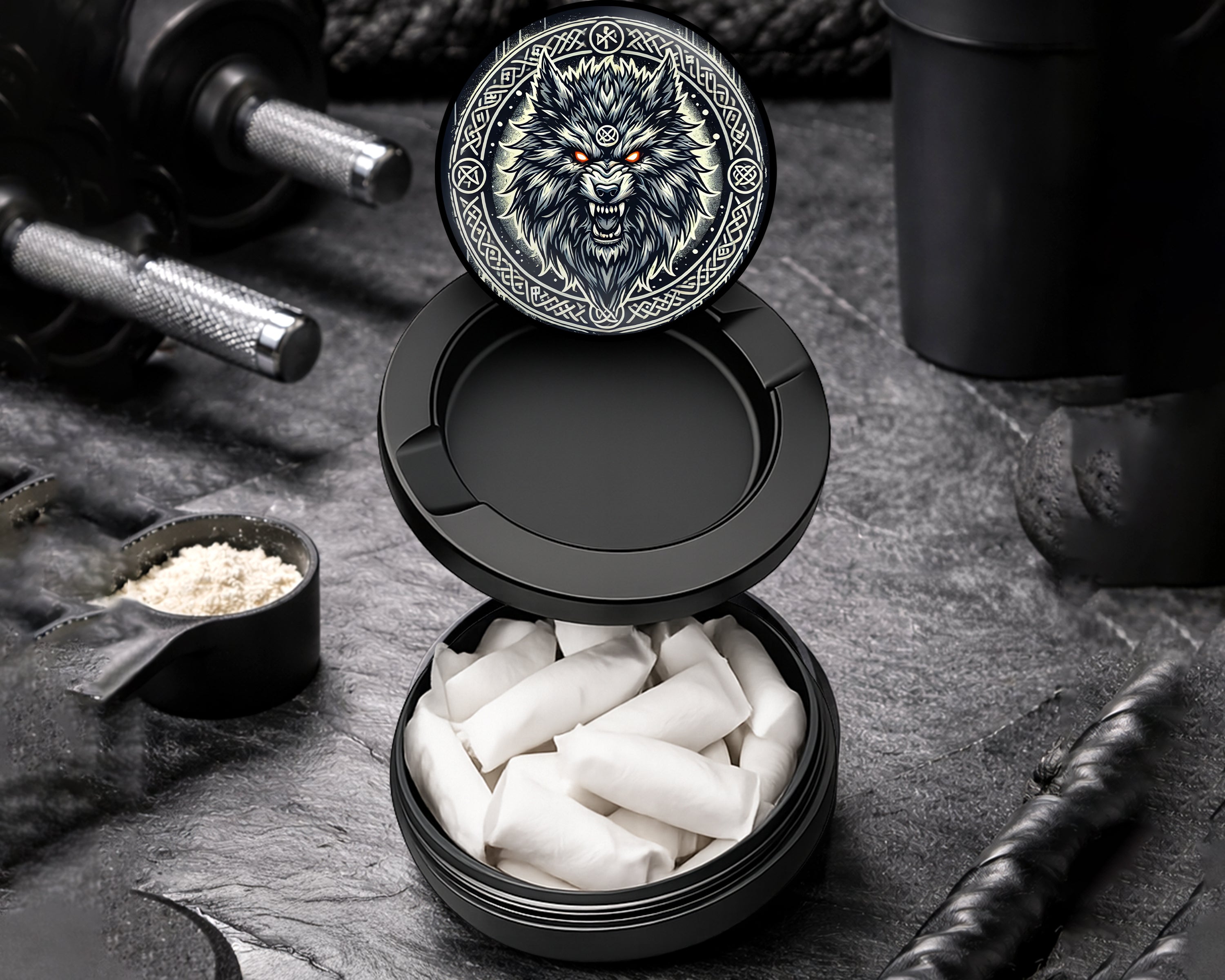 Snus Storage Case Giant Norse Wolf Fenrir Black