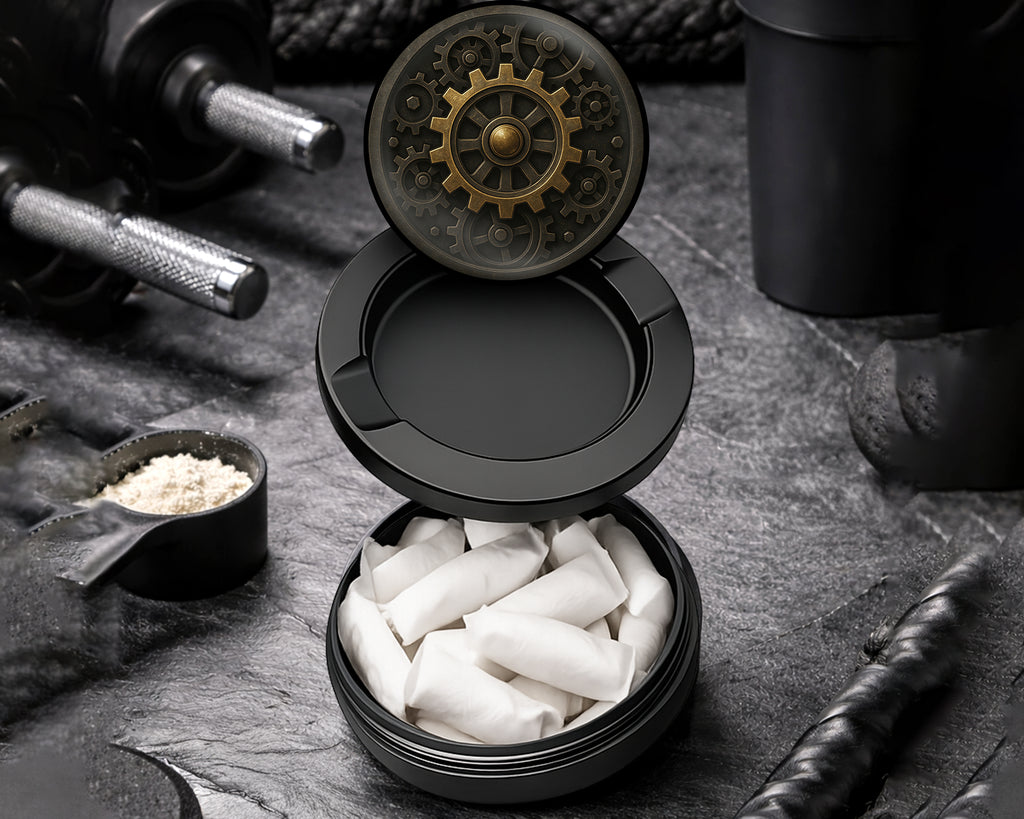 Snus Storage Case Steampunk Gear Clockwork Circle Art Black
