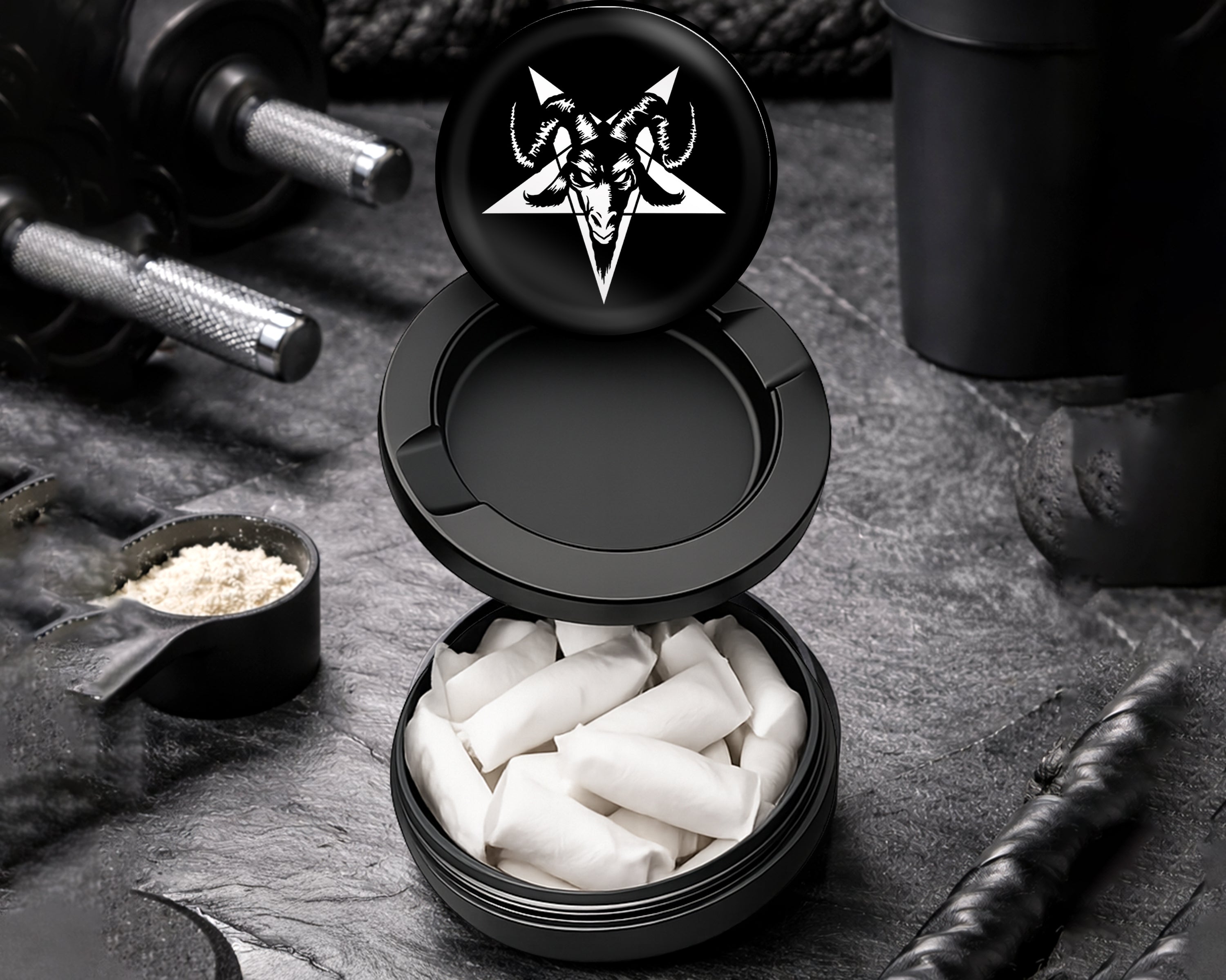 Snus Storage Case Goat Skull Satanic Black