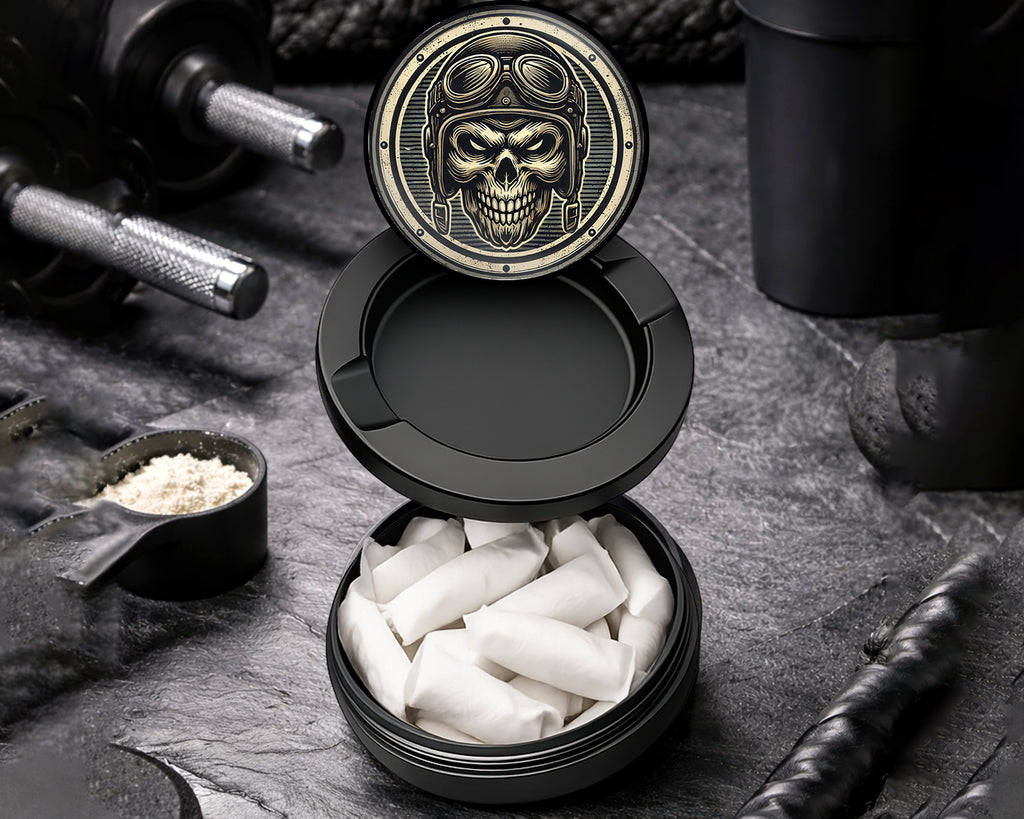 Snus Storage Case Biker Skull Black