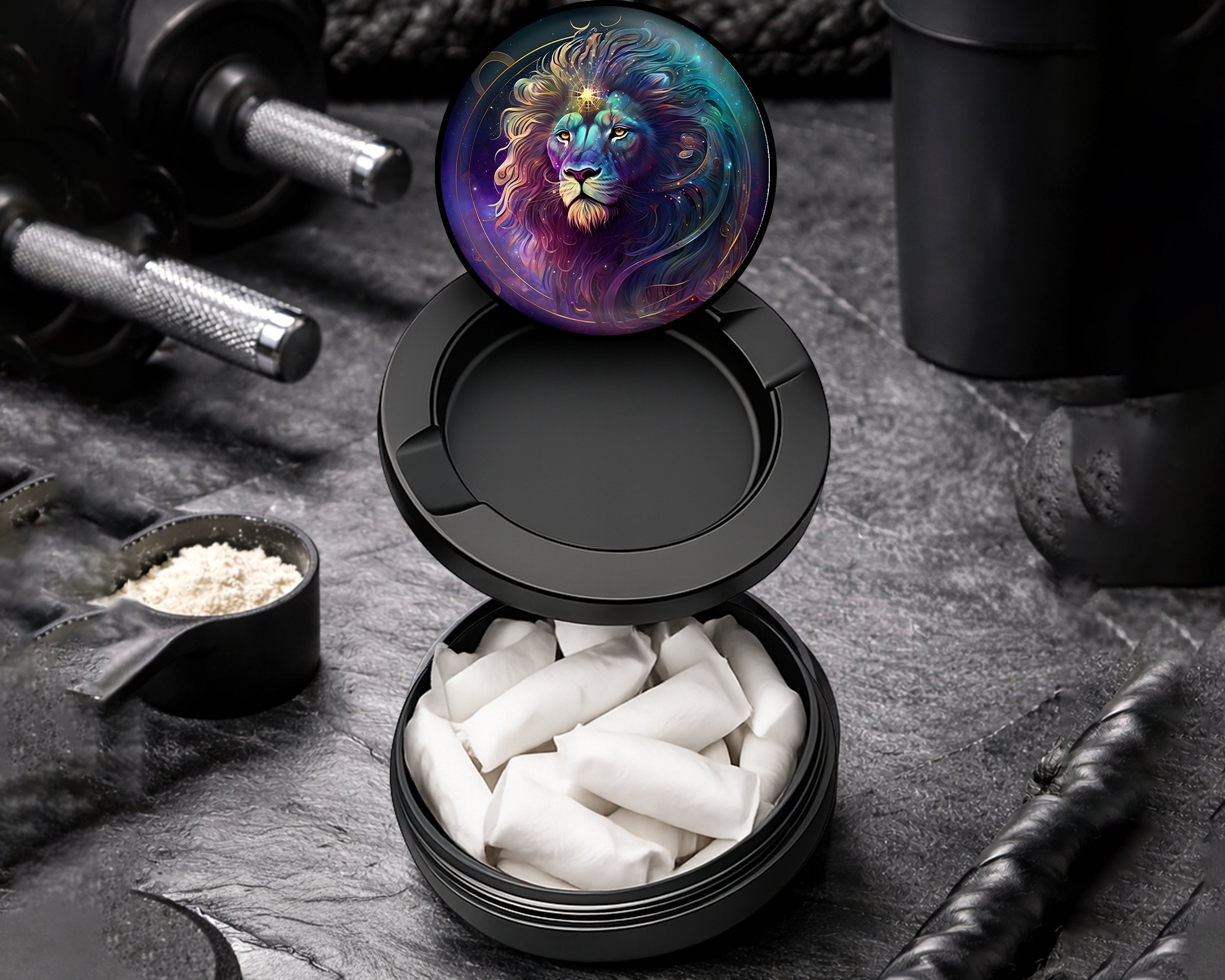 Snus Storage Case Lion Leo Gift Astrology Black