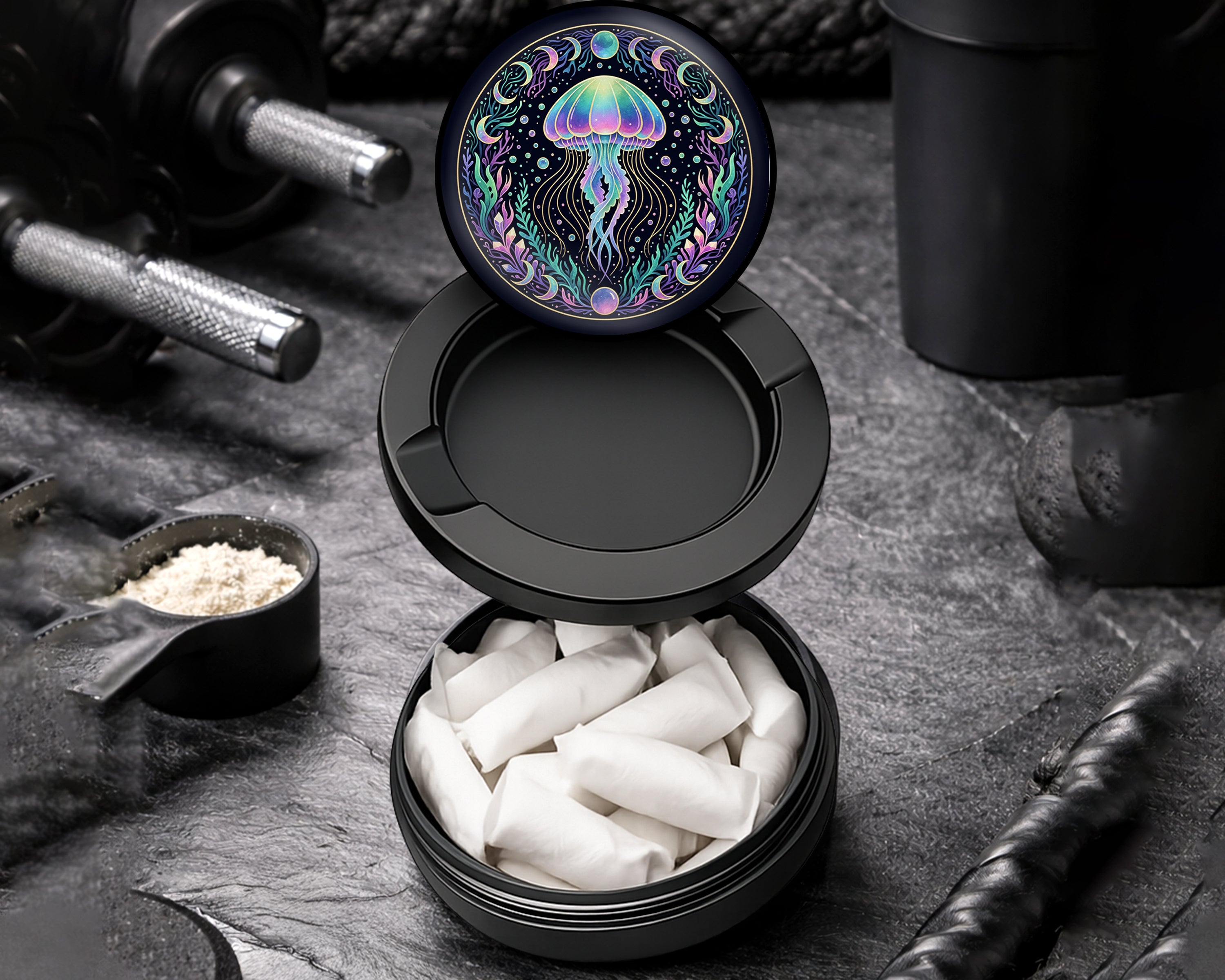 Snus Storage Case Mystic Moon Jellyfish Bloom Black