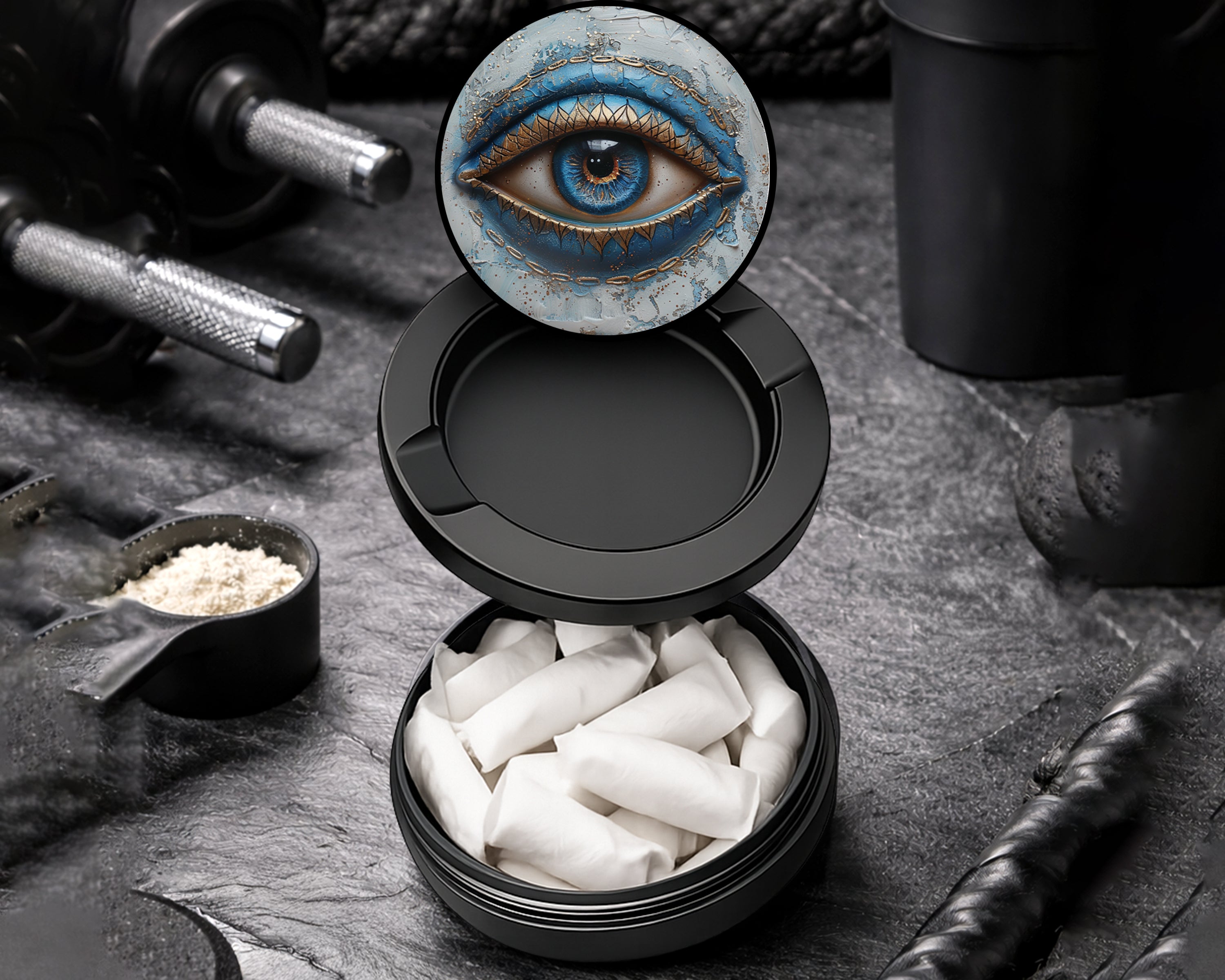 Snus Storage Case Modern Nazar Evil Eye Black