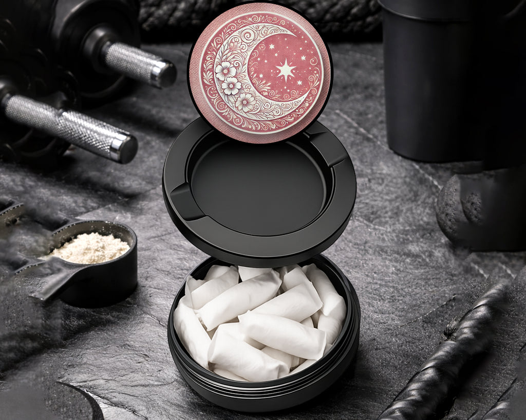 Snus Storage Case Crescent Moon with Stars Black