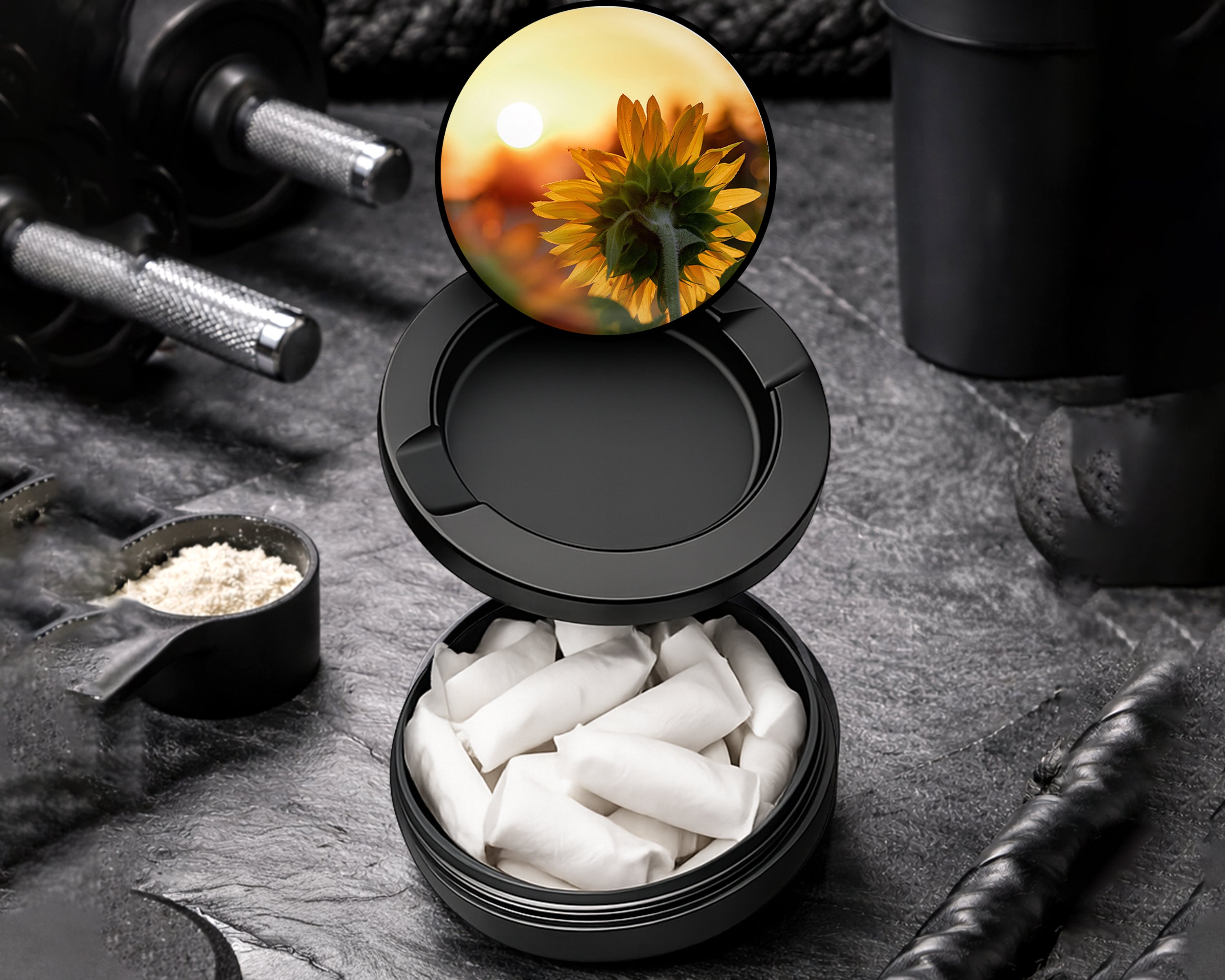 Snus Storage Case Sunflower Black
