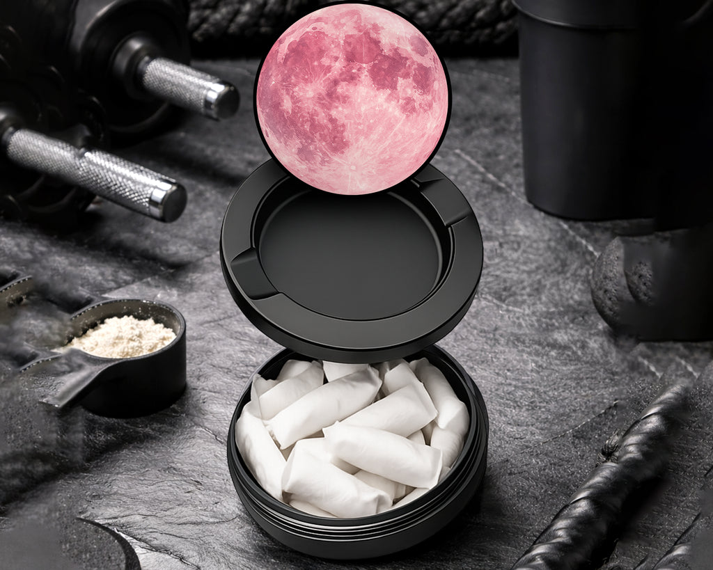 Snus Storage Case Soft Pink Moon Boho Celestial Vibes Black