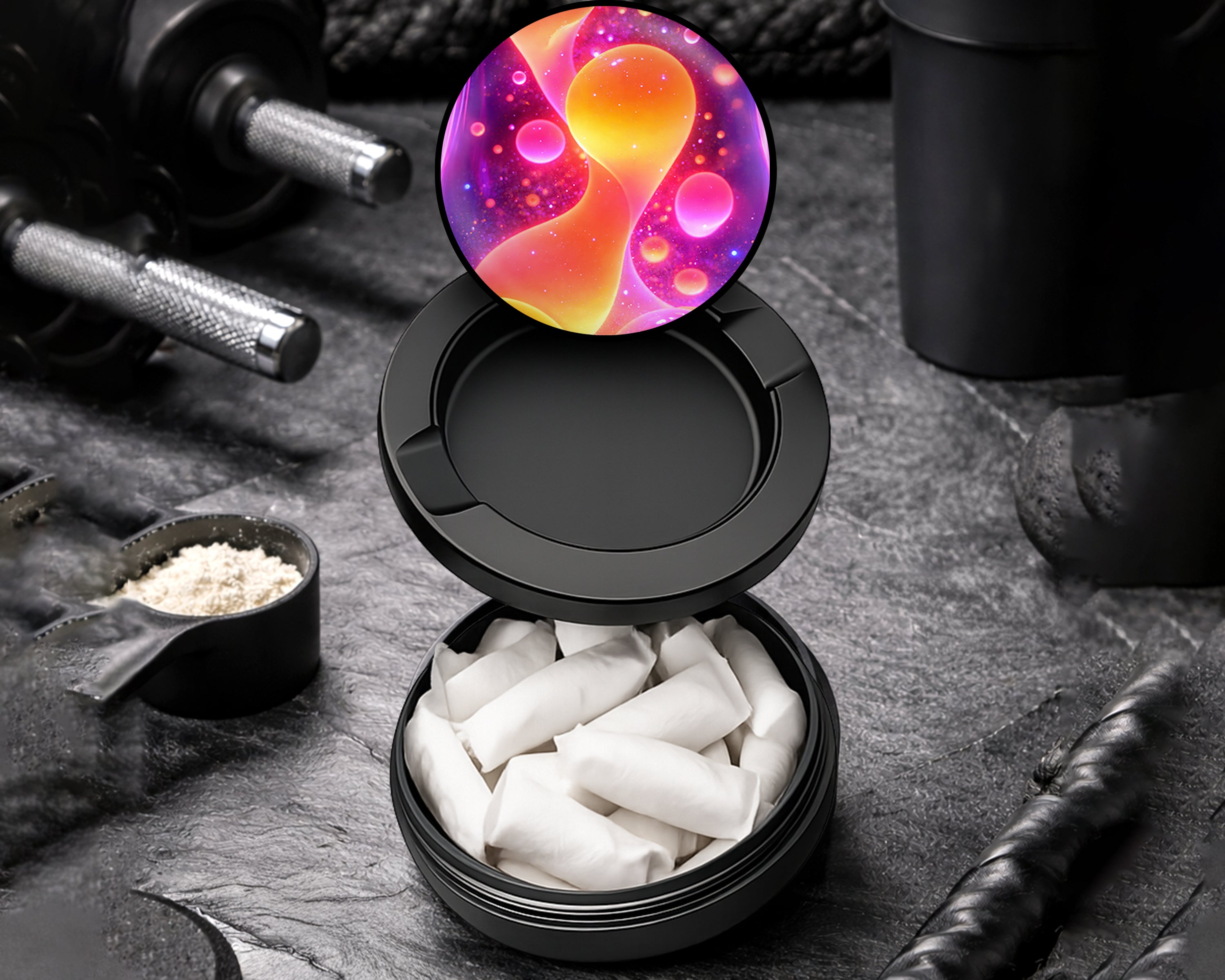 Snus Storage Case Trippy Psychedelic Lava Lamp Glow Design Black