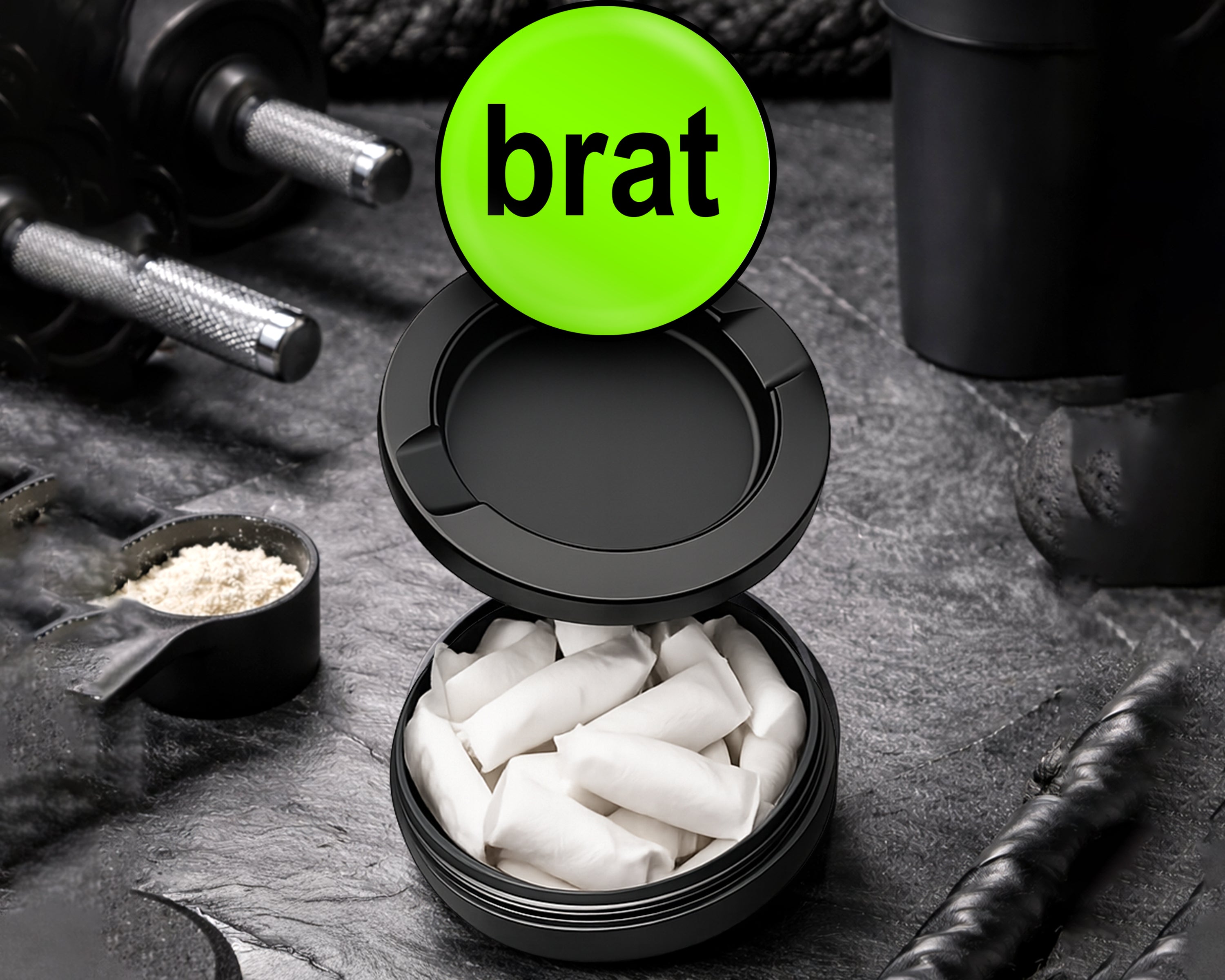 Snus Storage Case Brat Lime Green Grinder Black