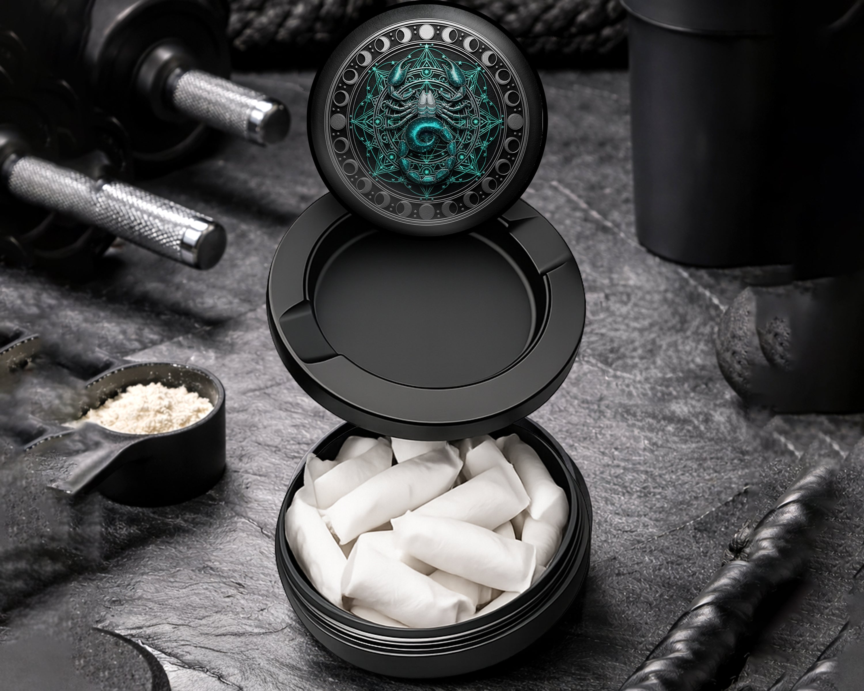 Snus Storage Case Celestial Scorpio Moon Circle Black