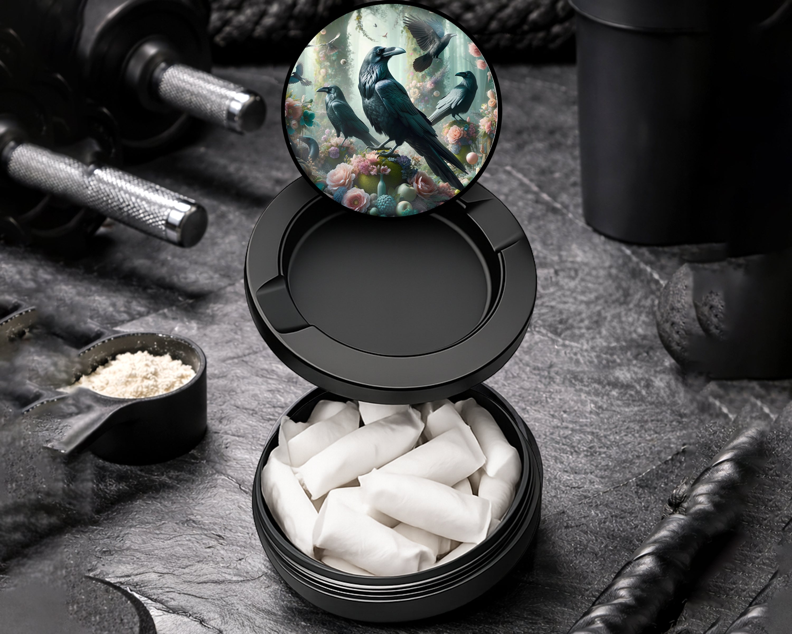 Snus Storage Case Psychedelic Ravens Goblincore Black