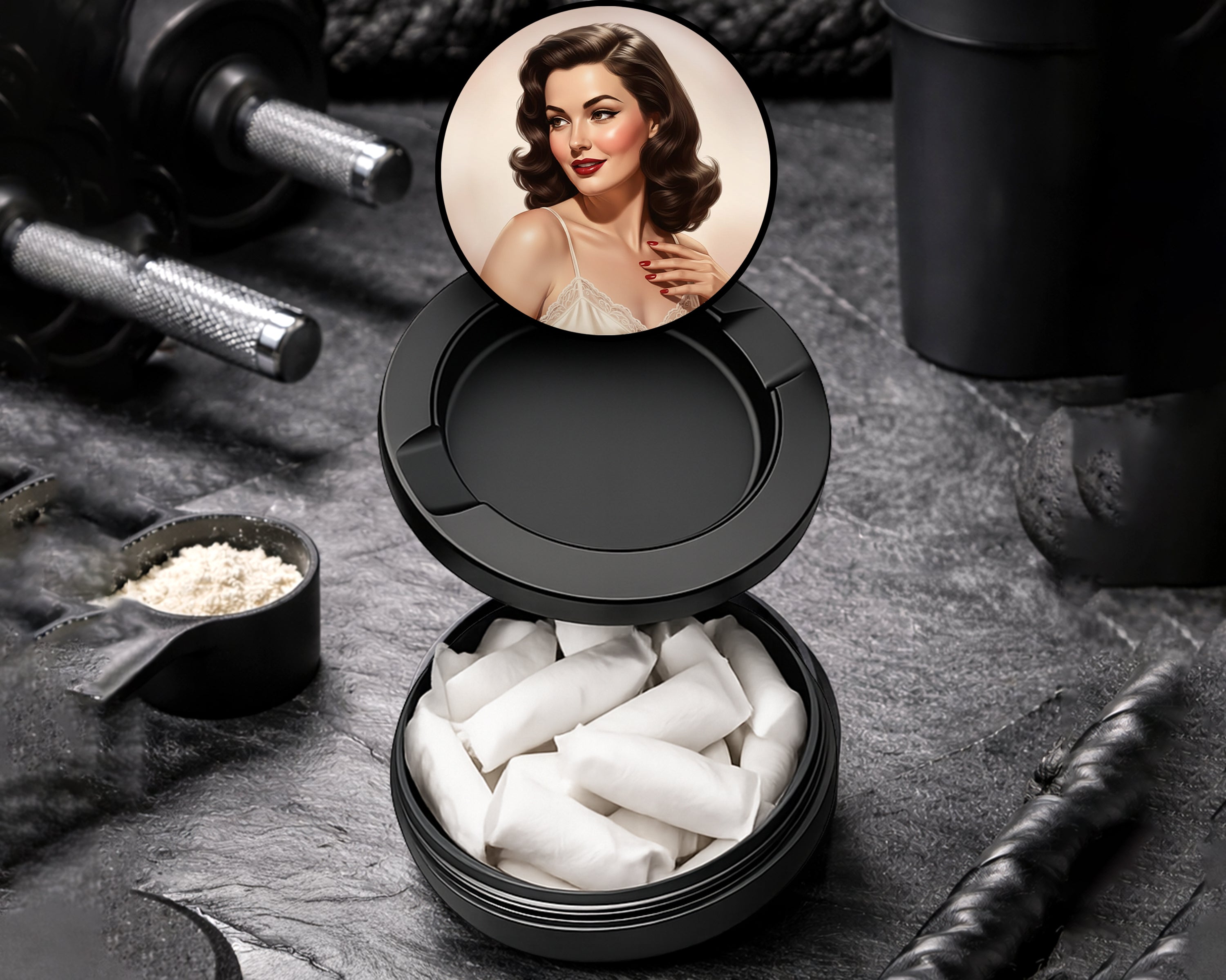 Snus Storage Case Classic Hollywood Pinup Glam Black