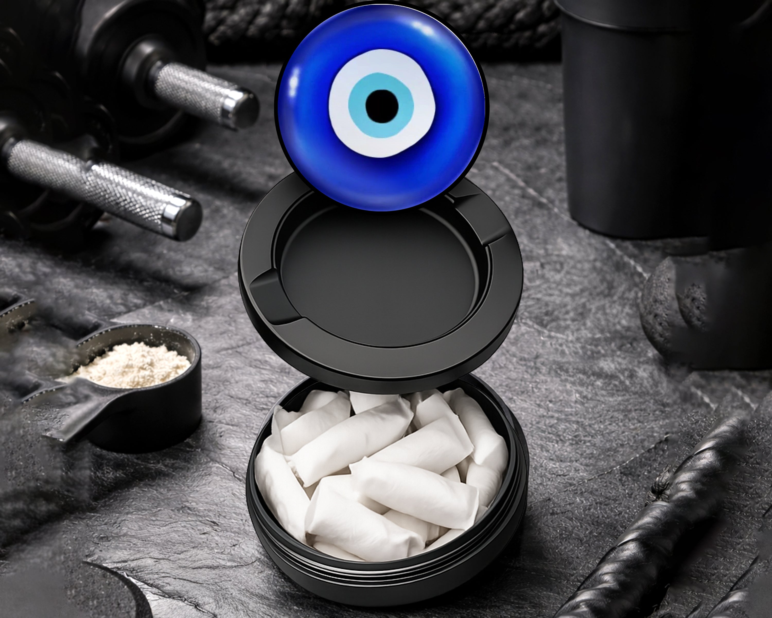 Snus Storage Case Evil Eye Nazar Azul Black