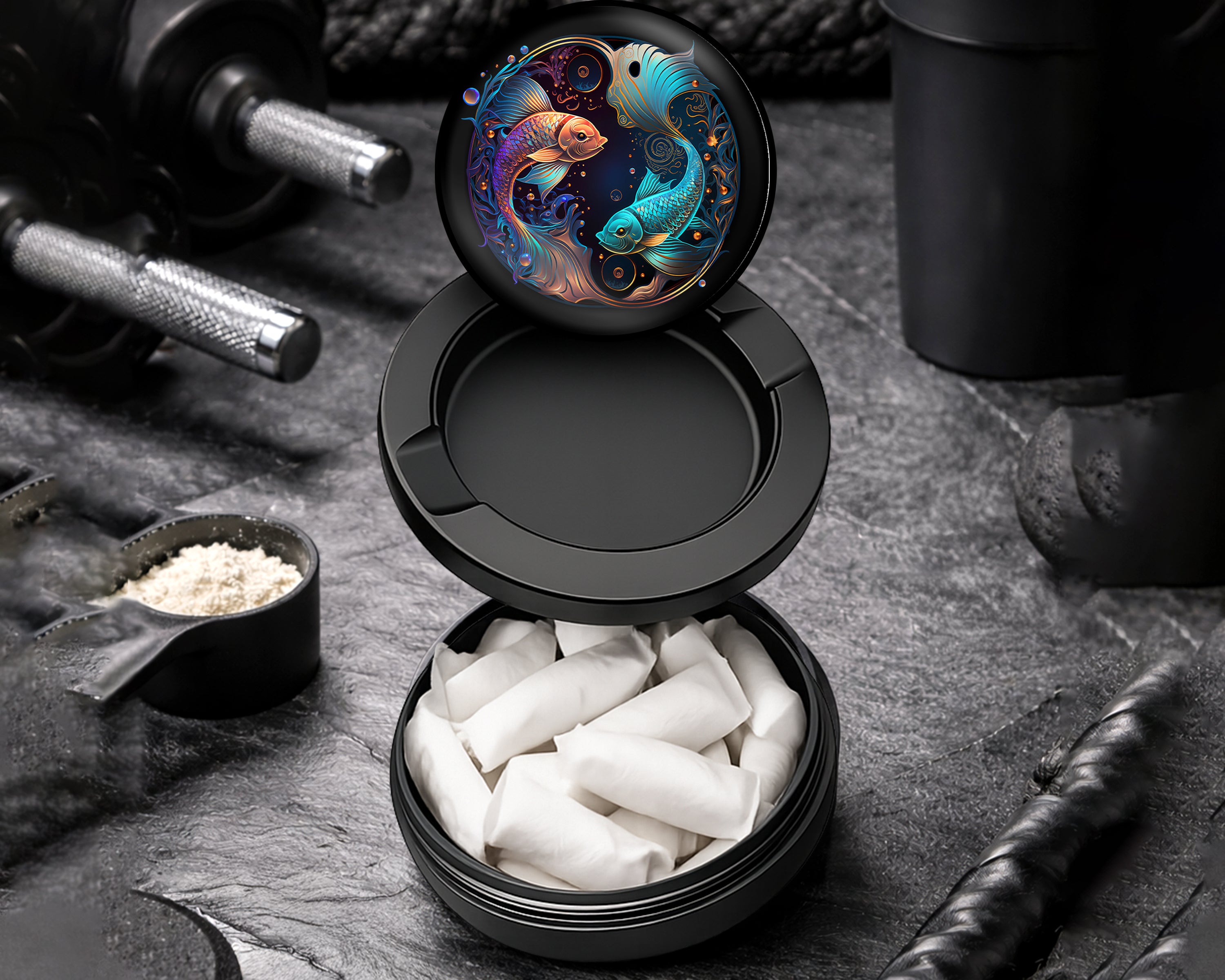 Snus Storage Case Pisces Zodiac Sign Fish Symbol Black