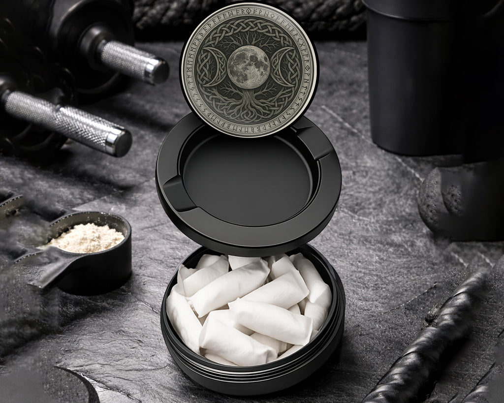 Snus Storage Case Celtic Moon Tree Sigil Black