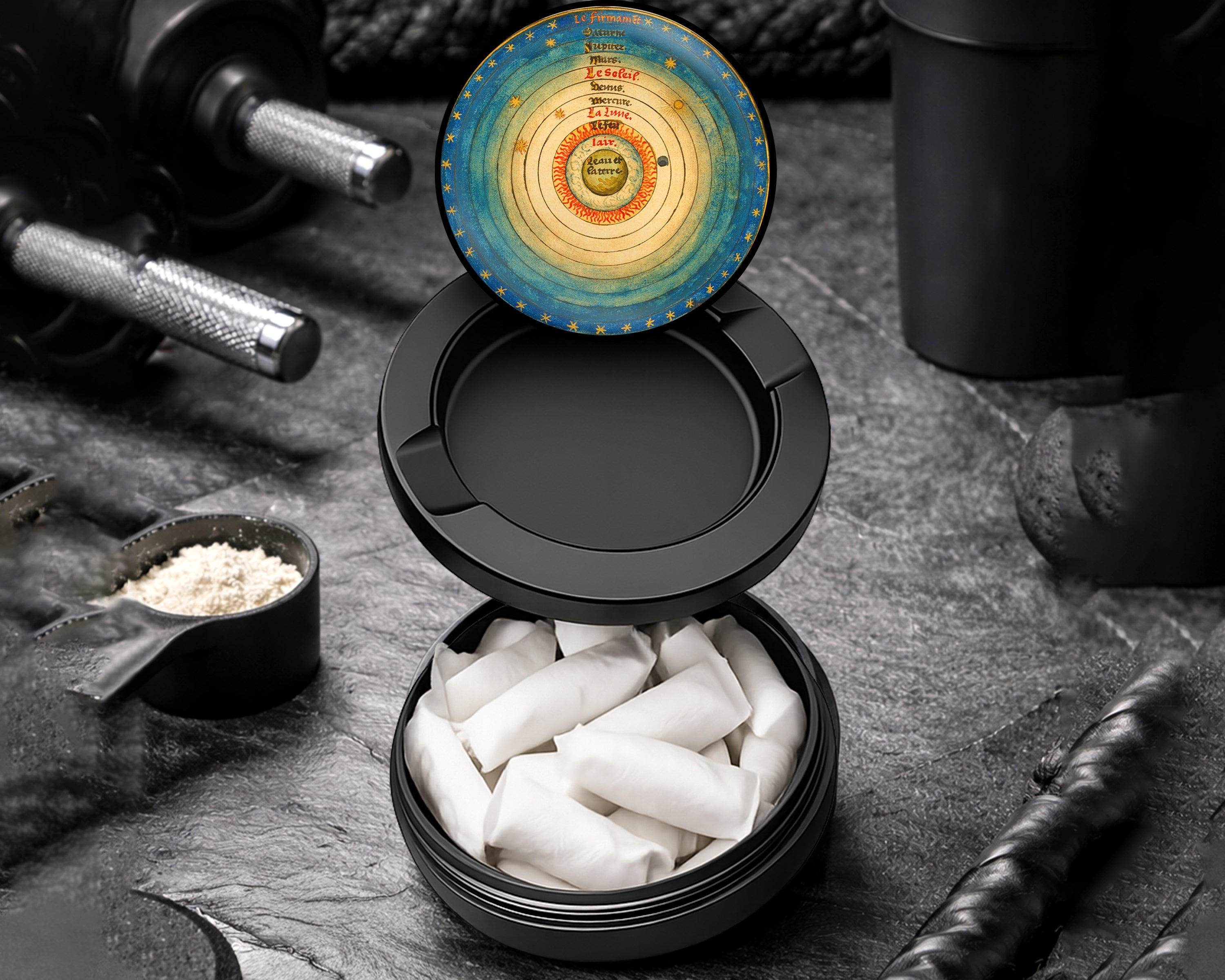 Snus Storage Case Geocentric Earth-Centered Cosmos Black