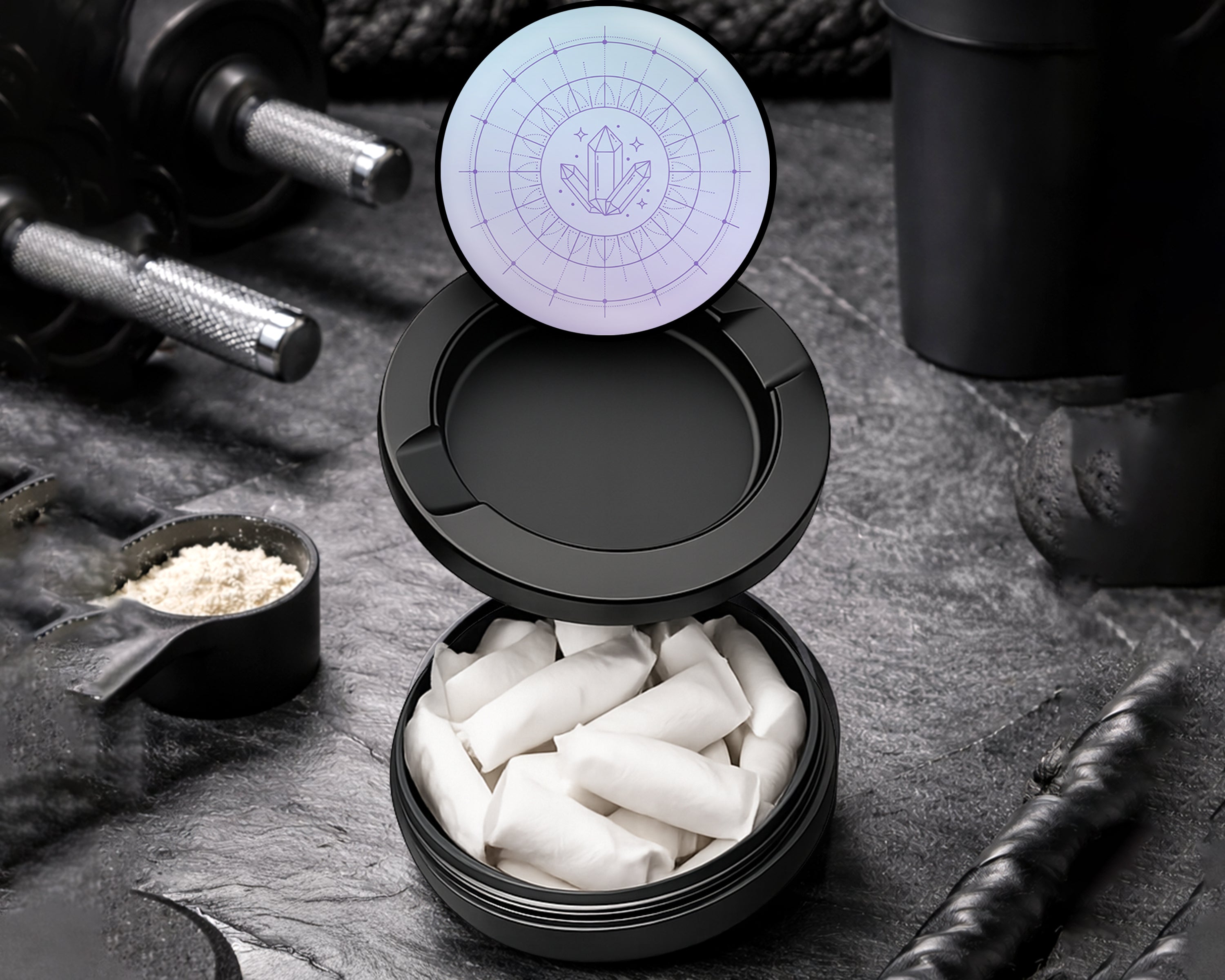 Snus Storage Case Celestial Crystal Energy Grid Black