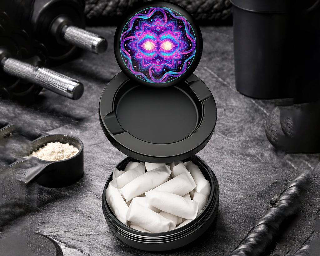 Snus Storage Case Psychedelic Cosmic Sun Face Black