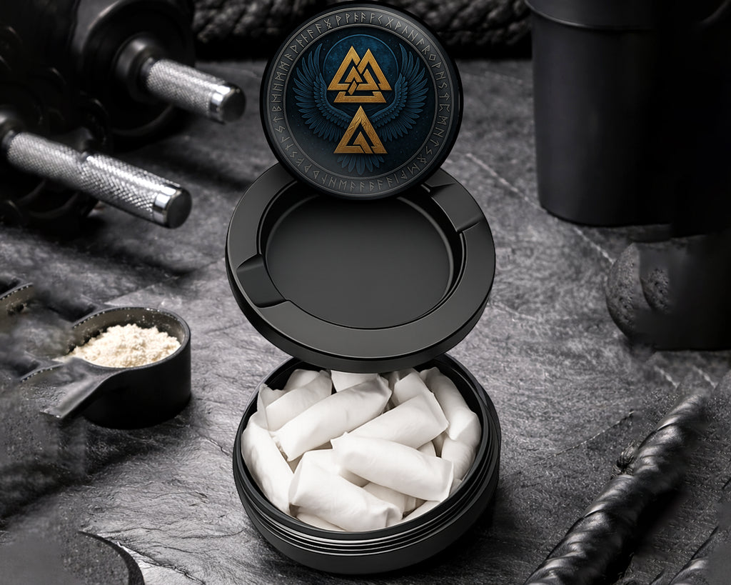 Snus Storage Case Valknut Wings Norse Emblem Black