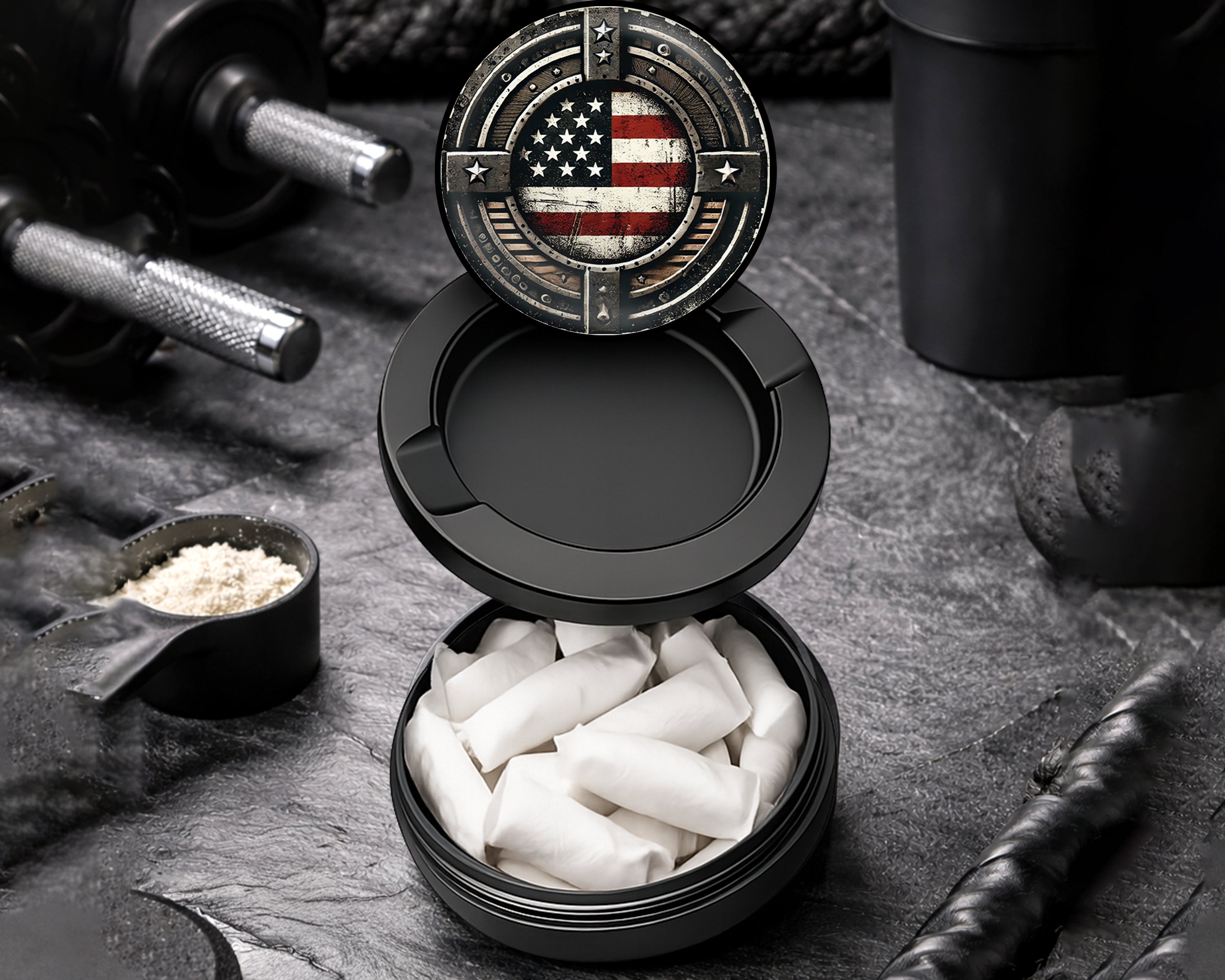 Snus Storage Case American Flag Black
