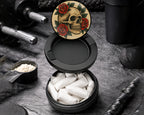 Snus Storage Case Skull with Red Roses Tattoo Flash Style Black