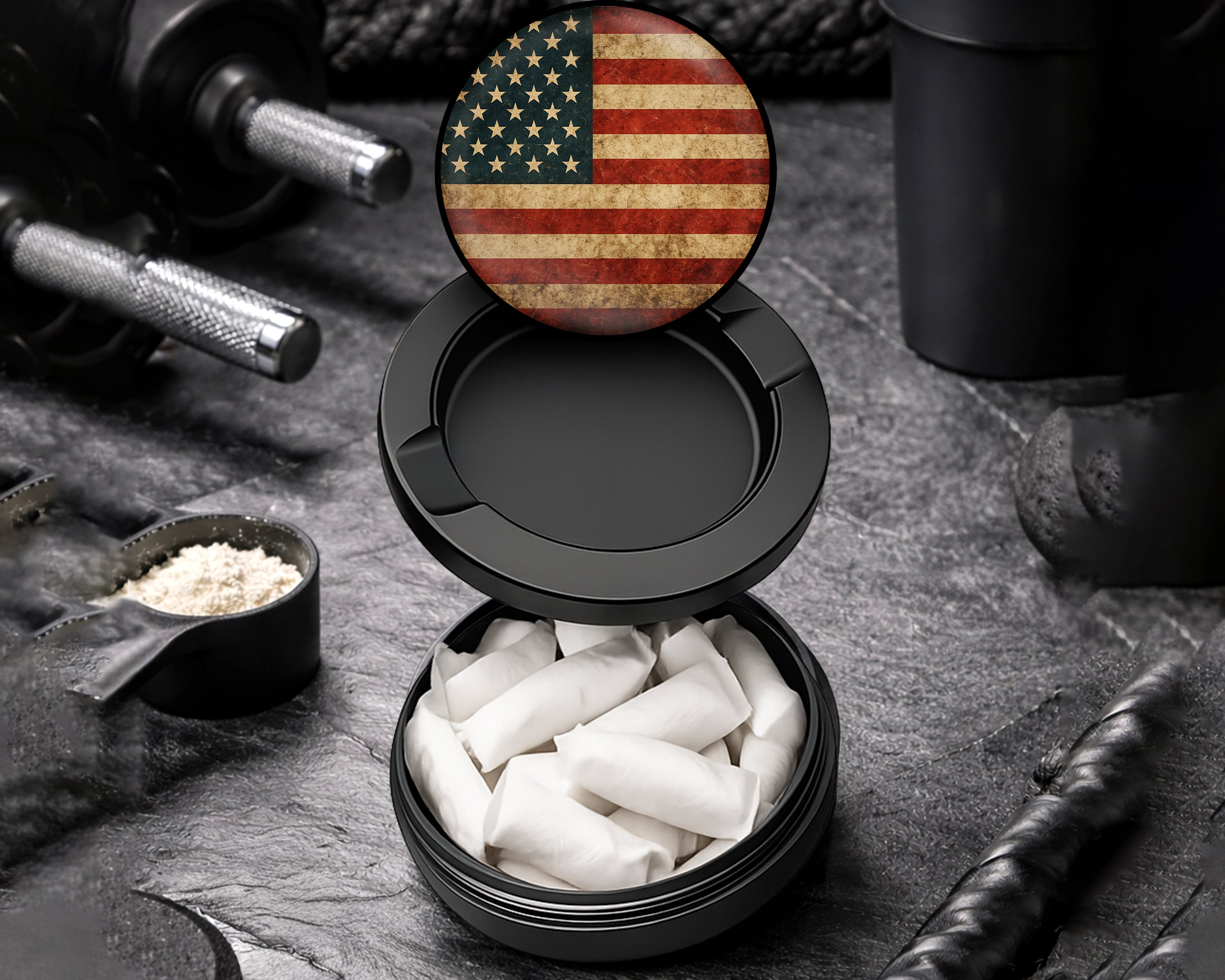 Snus Storage Case Rustic American Flag Black