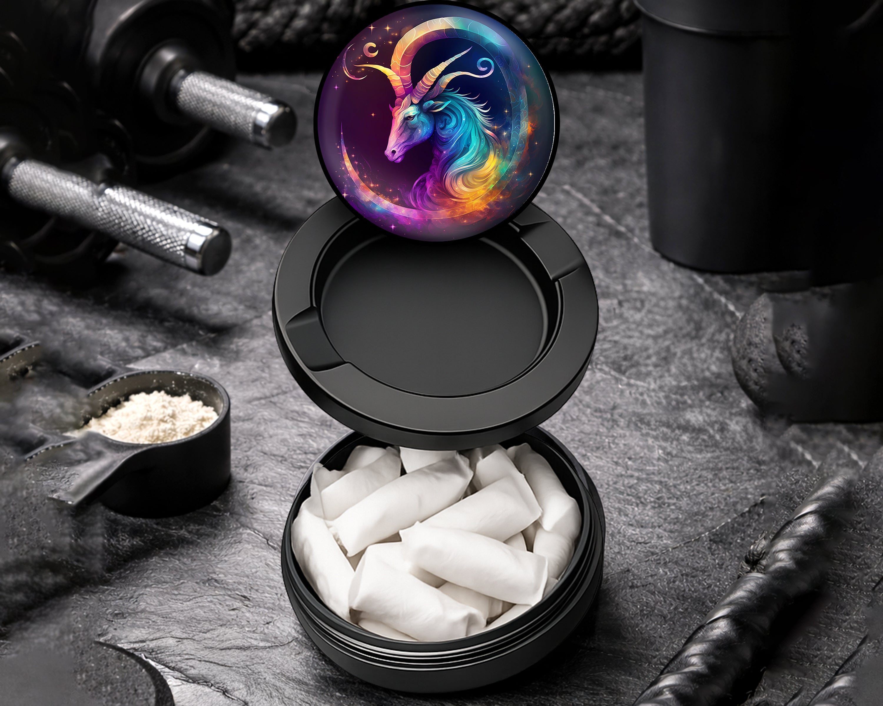 Snus Storage Case Capricorn Zodiac Goat Symbol Birth Sign Black