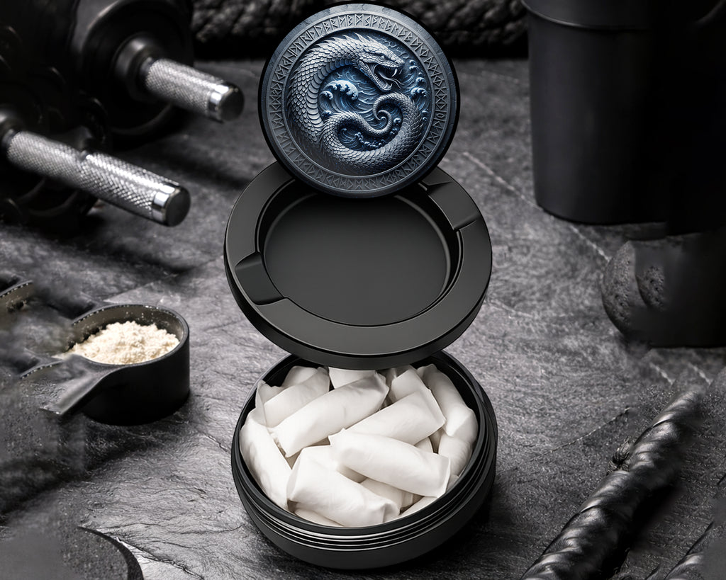 Snus Storage Case Oceanic Ouroboros Rune Circle Black
