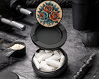 Snus Storage Case Traditional Red Rose Tattoo Design on Beige Black