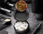 Snus Storage Case Grunge Skull and Rose Flash Art Circle Design Black