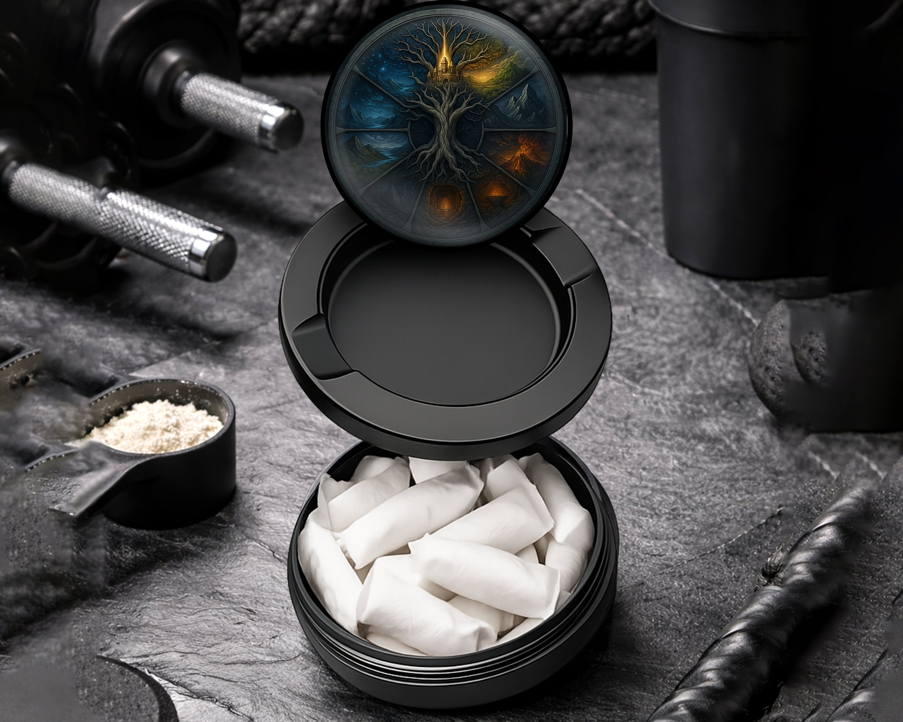 Snus Storage Case Yggdrasil Nine Realms Wheel Black