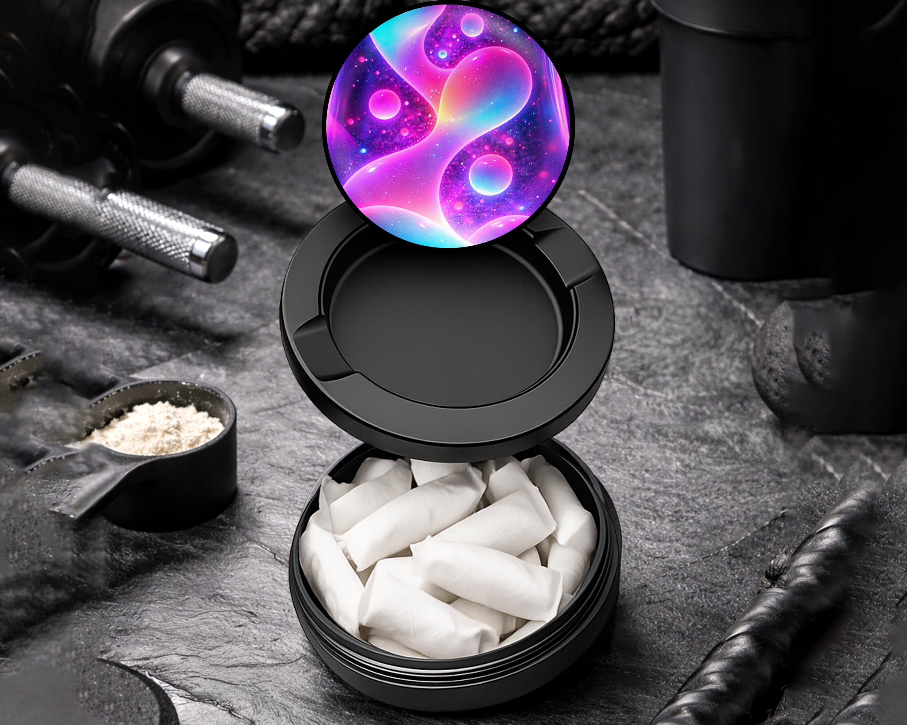 Snus Storage Case Glowing Lava Lamp Trippy Black