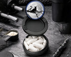Snus Storage Case Cat With Full Moon Grinder Black