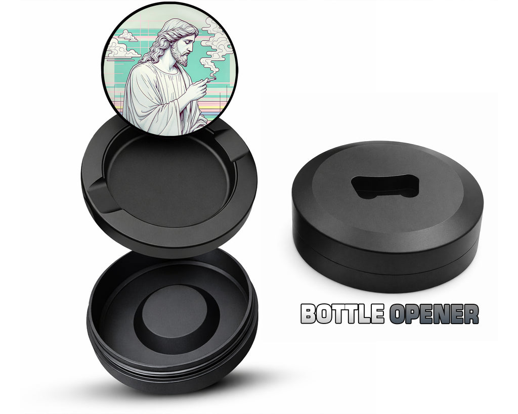 Jesus With Cig Vaporwave Snus Storage Case Bottle Opener