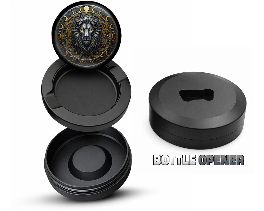 Celestial Moonphase Lion Crest Snus Storage Case Bottle Opener