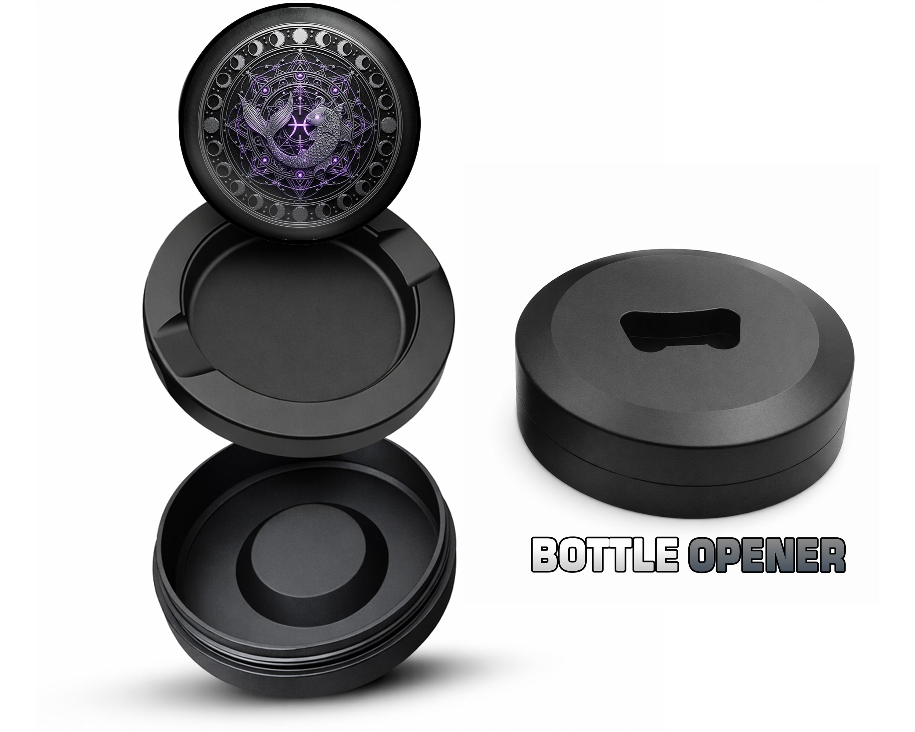 Mystic Pisces Moon Mandala Snus Storage Case Bottle Opener