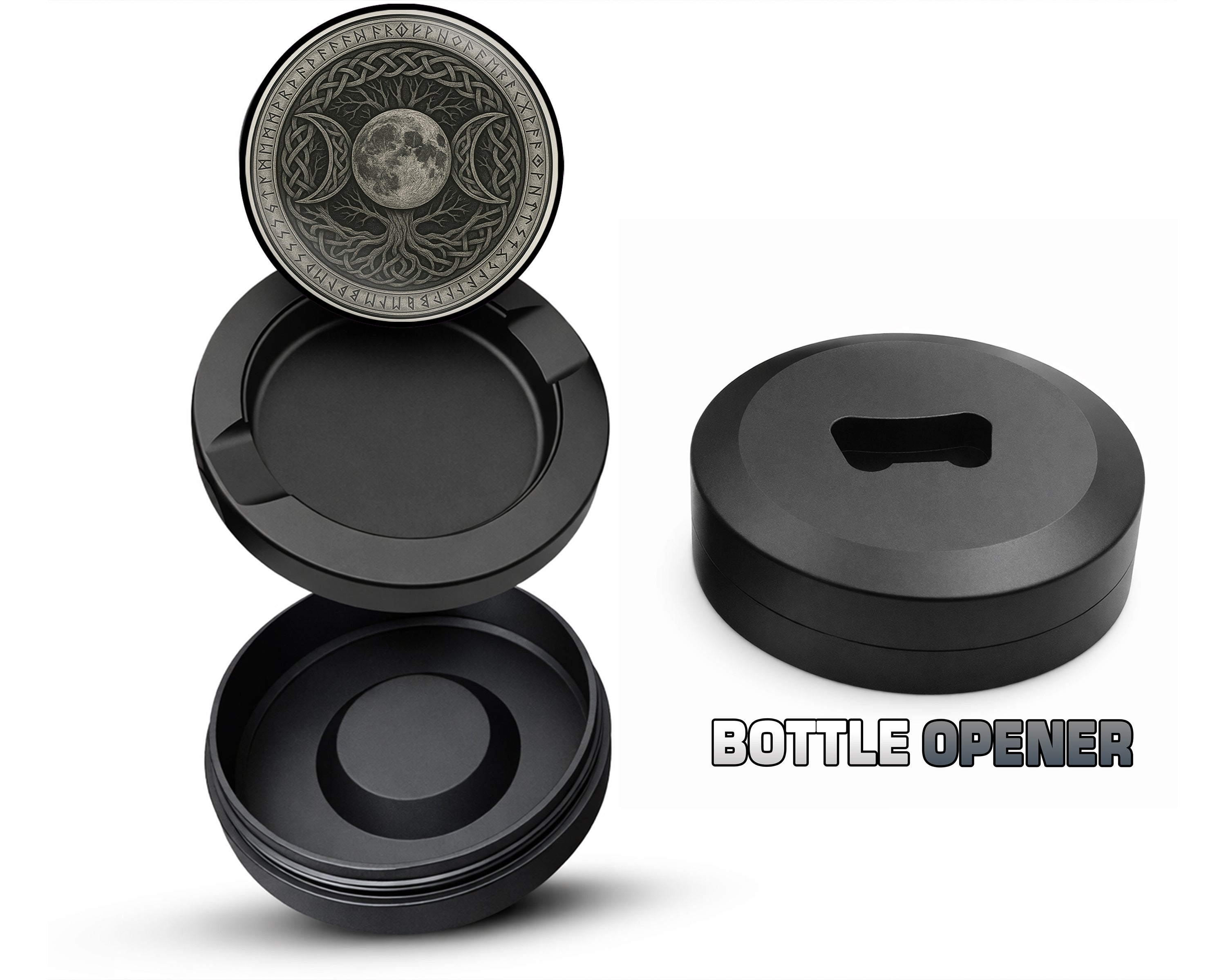 Celtic Moon Tree Sigil Snus Storage Case Bottle Opener