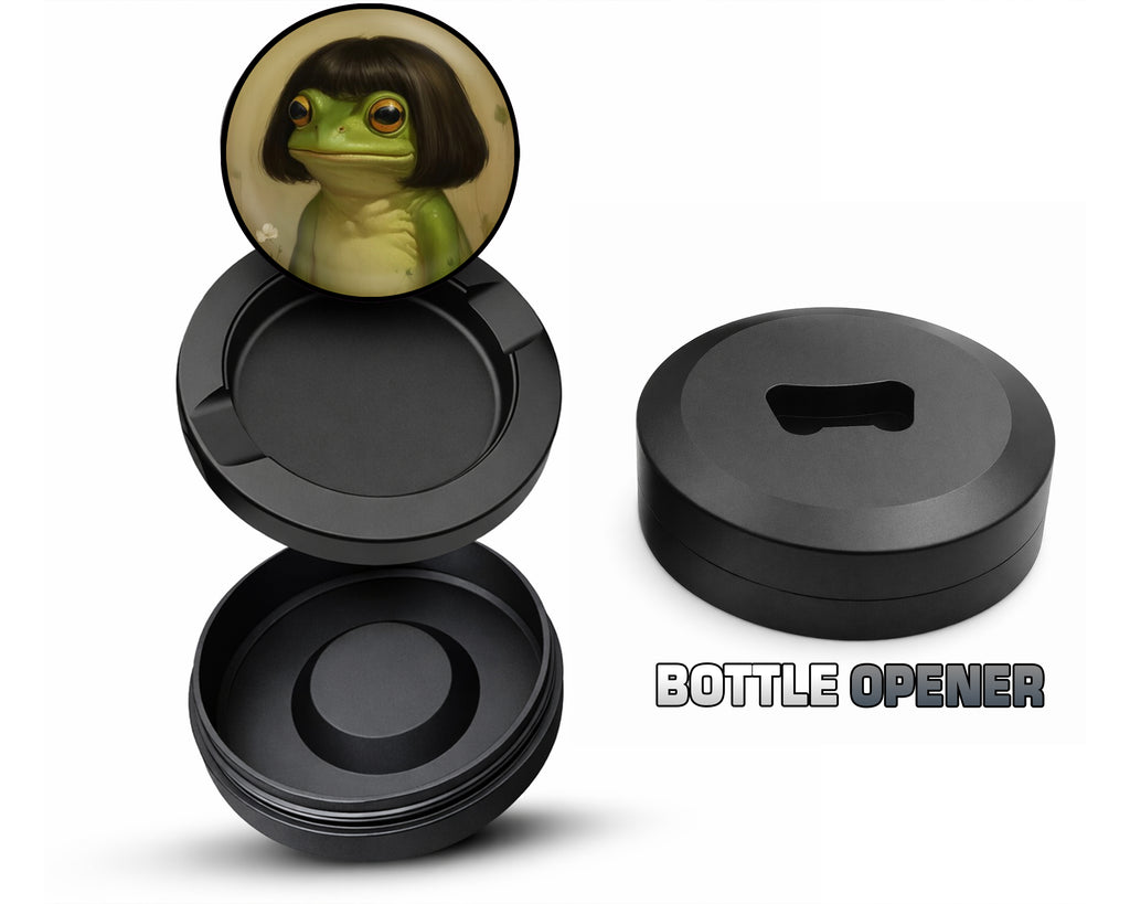 Cute Frog with Bob Haircut Meme Snus Storage Case Bottle Opener
