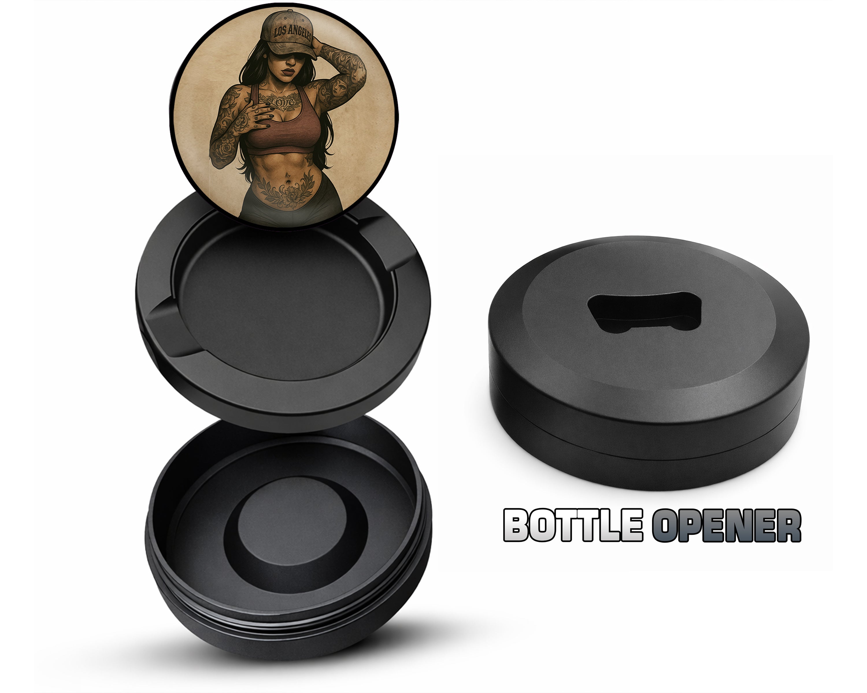 Tough Tattooed Woman with Bandana Pin-Up Vibes Snus Storage Case Bottle Opener