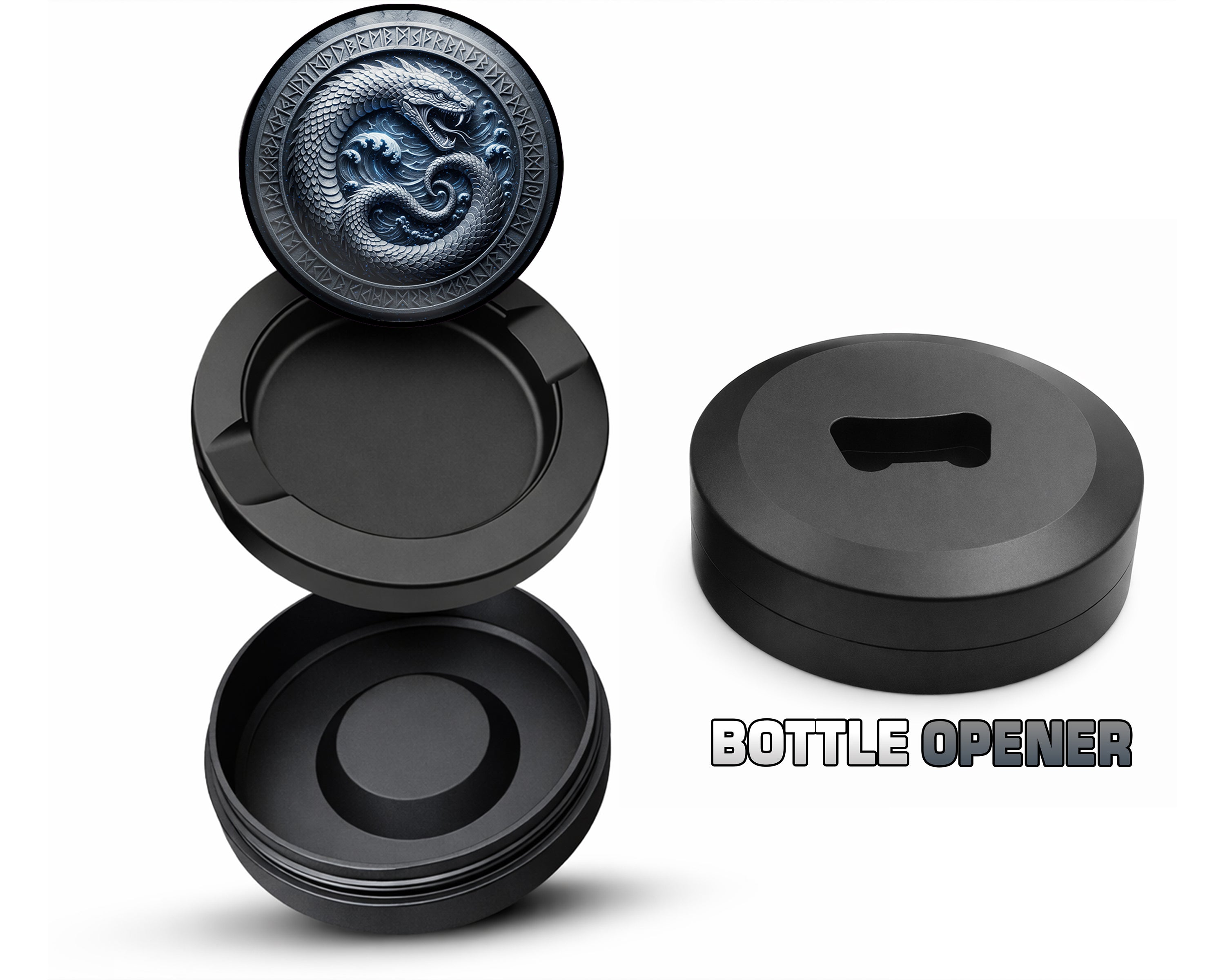 Oceanic Ouroboros Rune Circle Snus Storage Case Bottle Opener