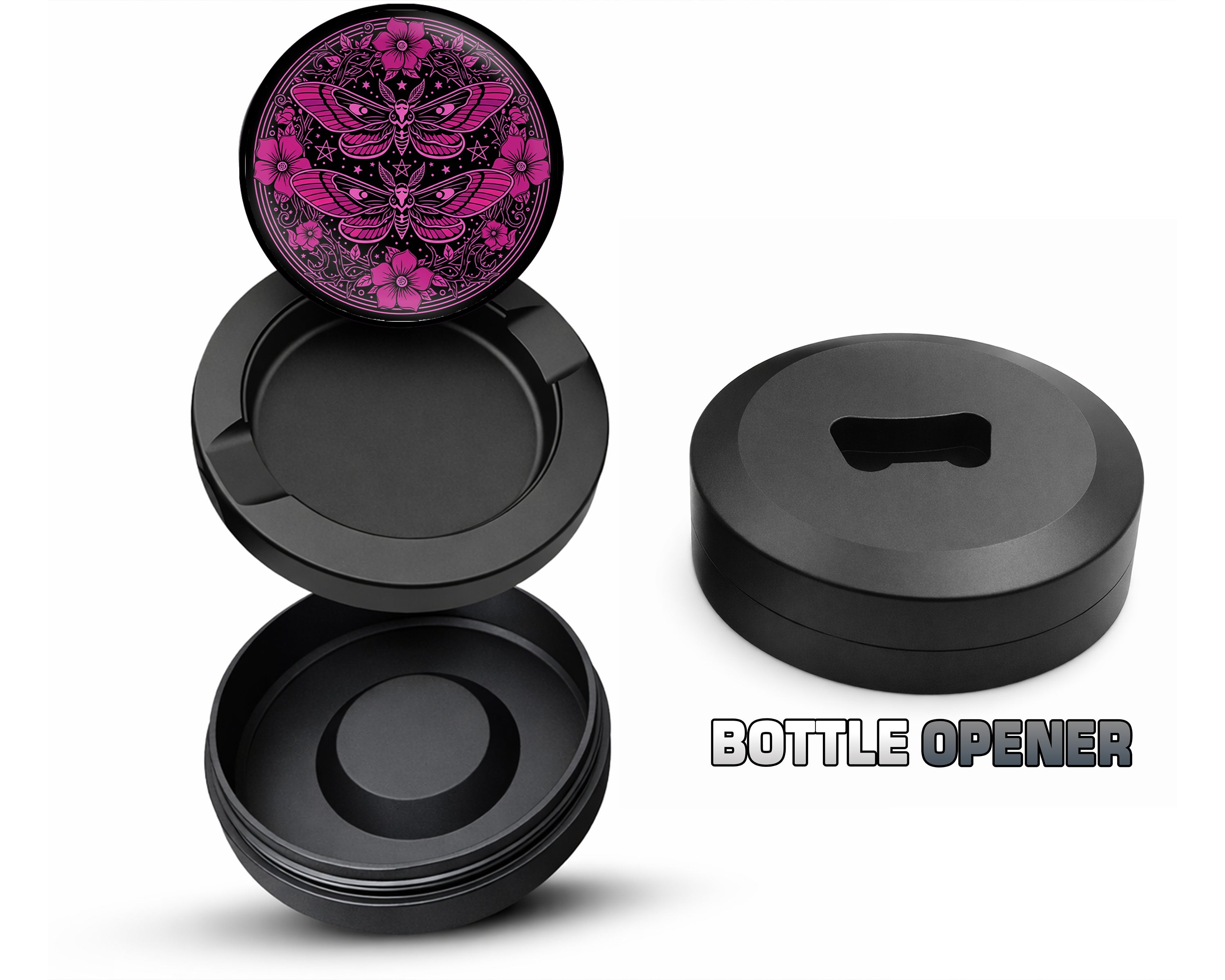 Gothic Moth Magic Mandala Snus Storage Case Bottle Opener