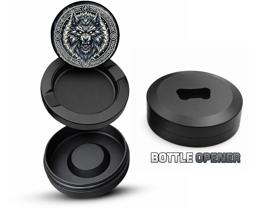 Giant Norse Wolf Fenrir Snus Storage Case Bottle Opener