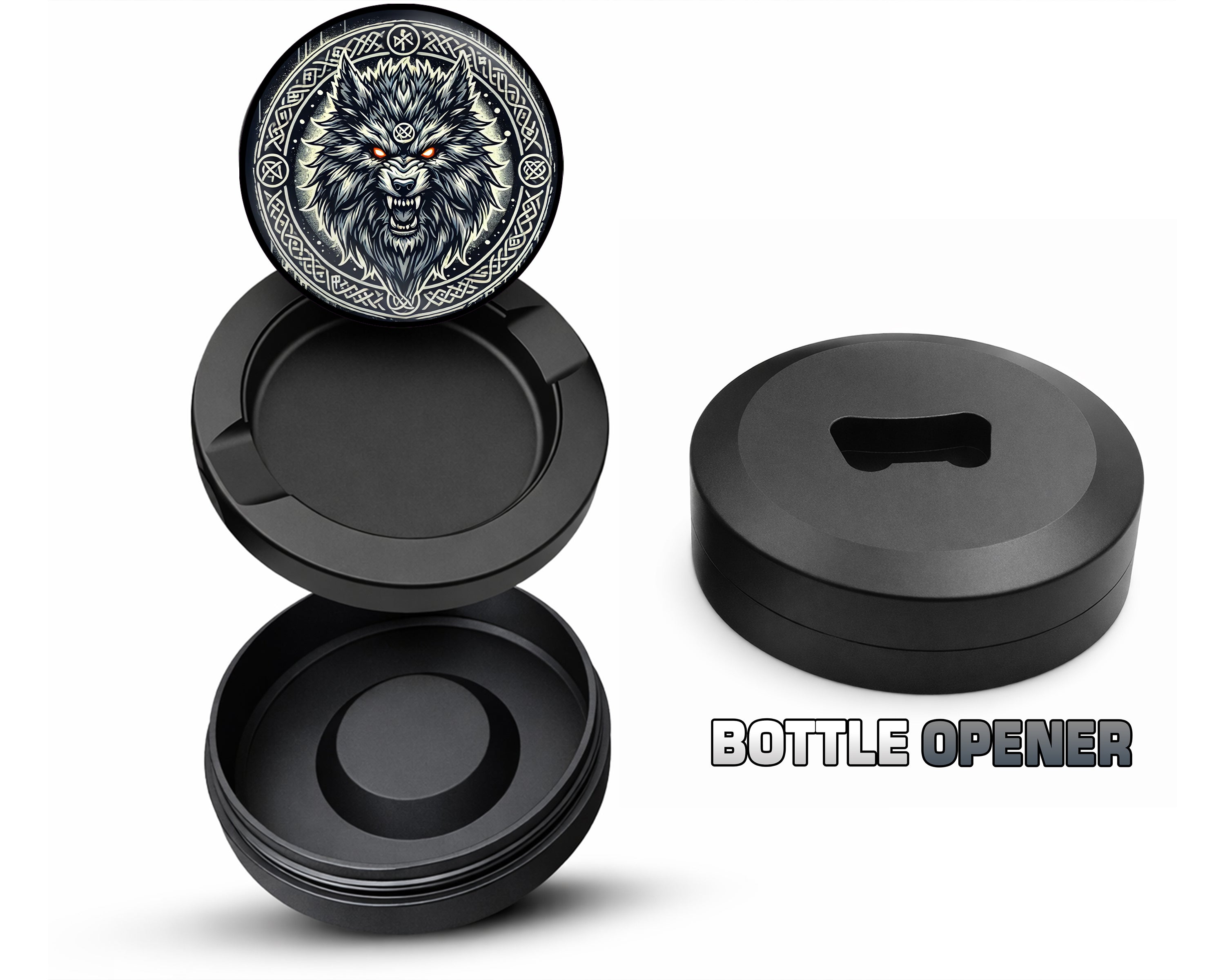 Giant Norse Wolf Fenrir Snus Storage Case Bottle Opener