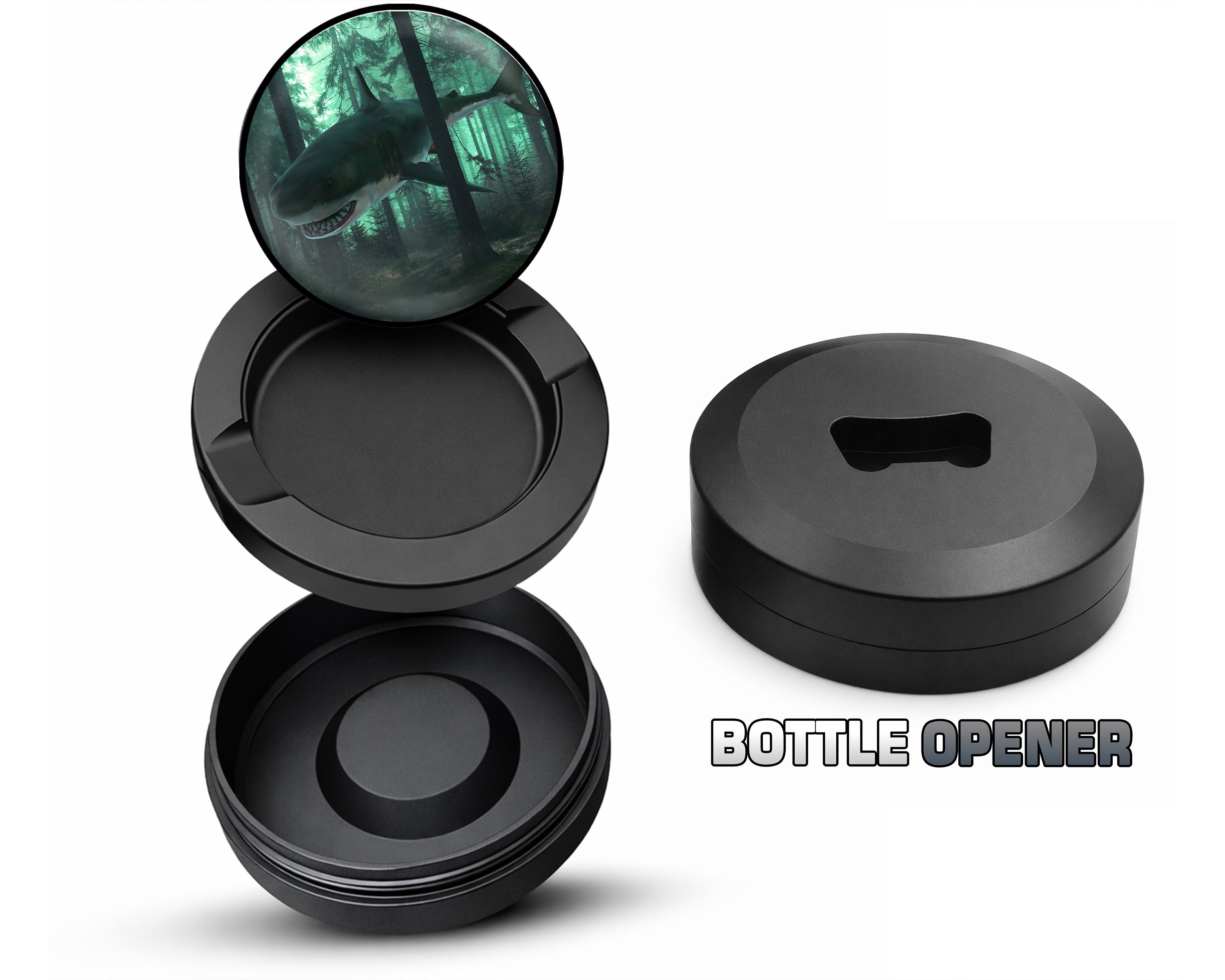 Great White Shark in the Forest Snus Storage Case Bottle Opener