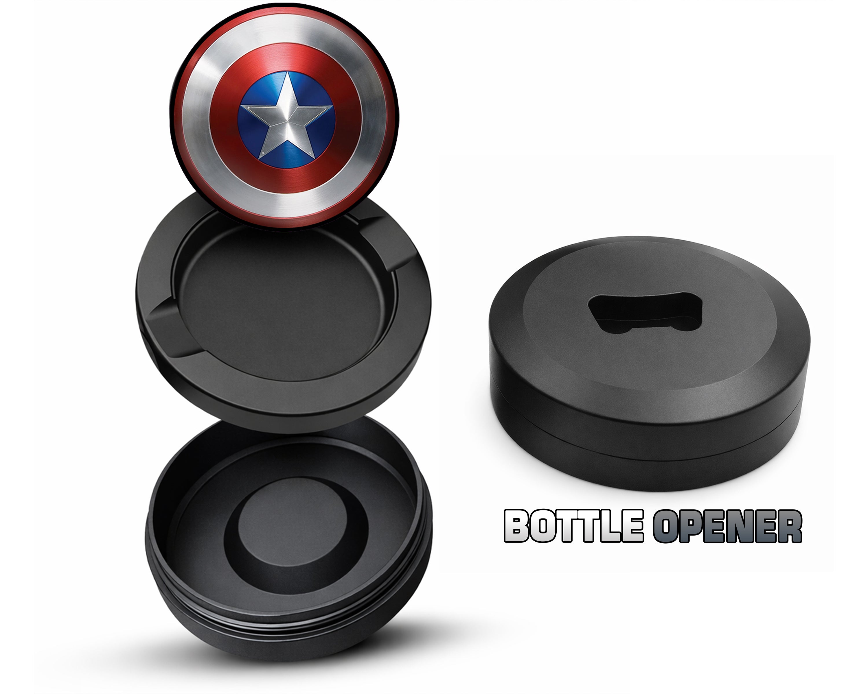 Captain Shield Superhero Comic Art Emblem Snus Storage Case Bottle Opener
