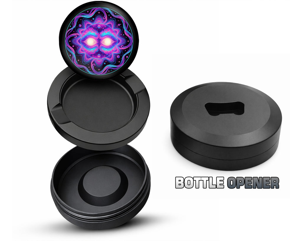 Psychedelic Cosmic Sun Face Snus Storage Case Bottle Opener