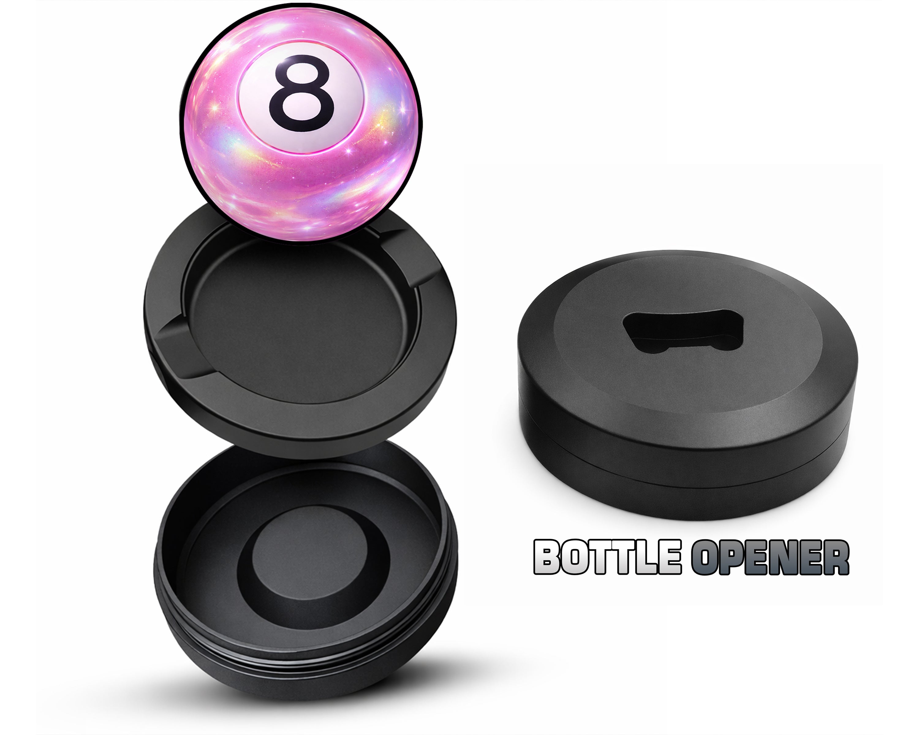 Pink Magic 8 Ball Digital Pop Art Snus Storage Case Bottle Opener